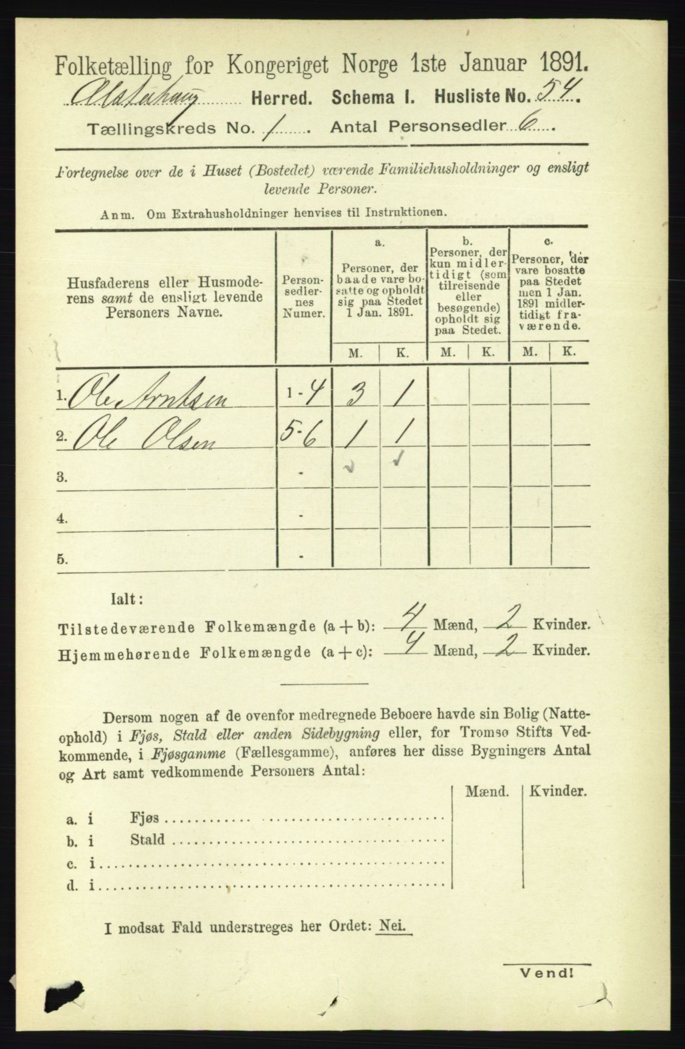 RA, 1891 census for 1820 Alstahaug, 1891, p. 89