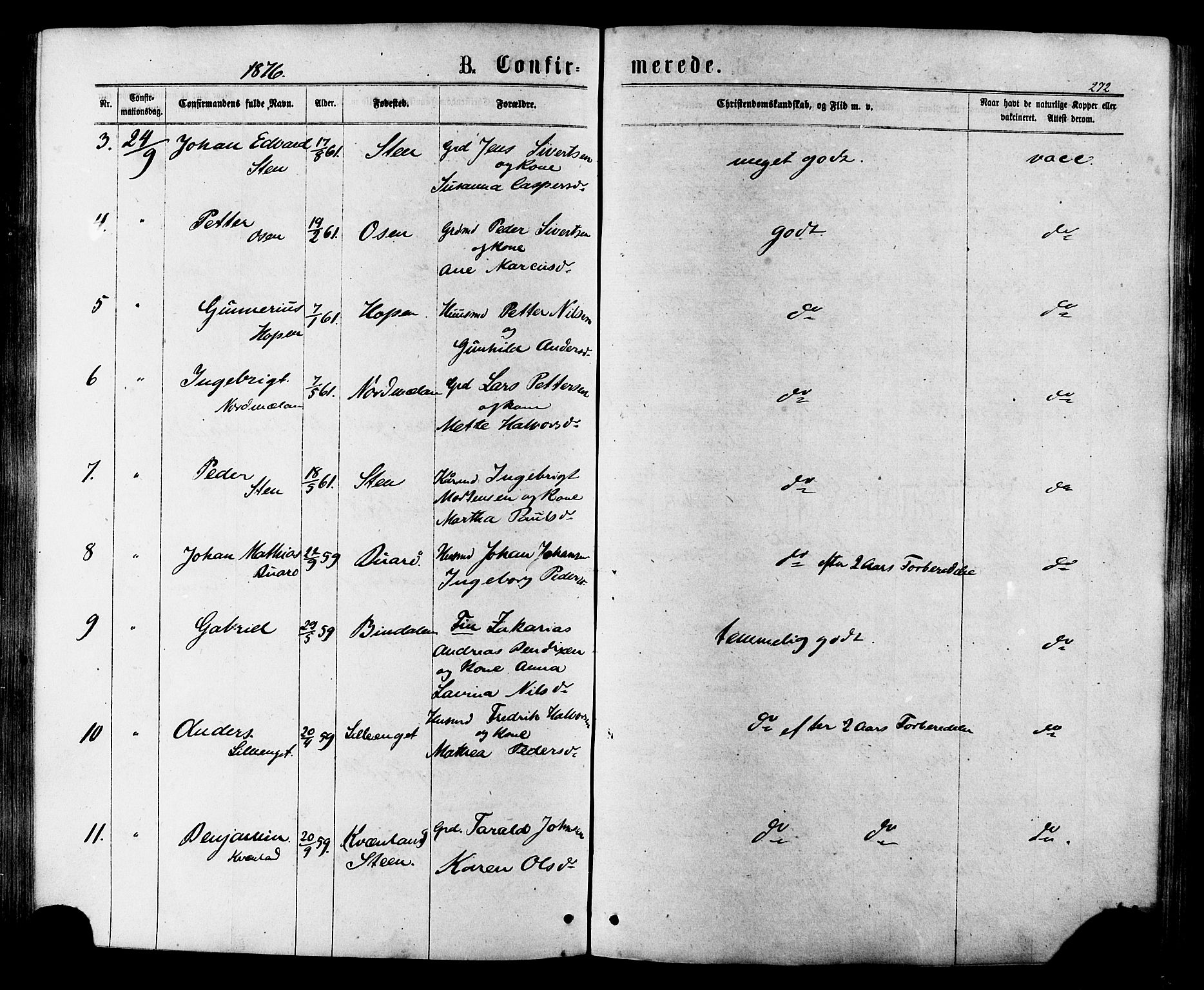 Ministerialprotokoller, klokkerbøker og fødselsregistre - Sør-Trøndelag, AV/SAT-A-1456/657/L0706: Parish register (official) no. 657A07, 1867-1878, p. 272