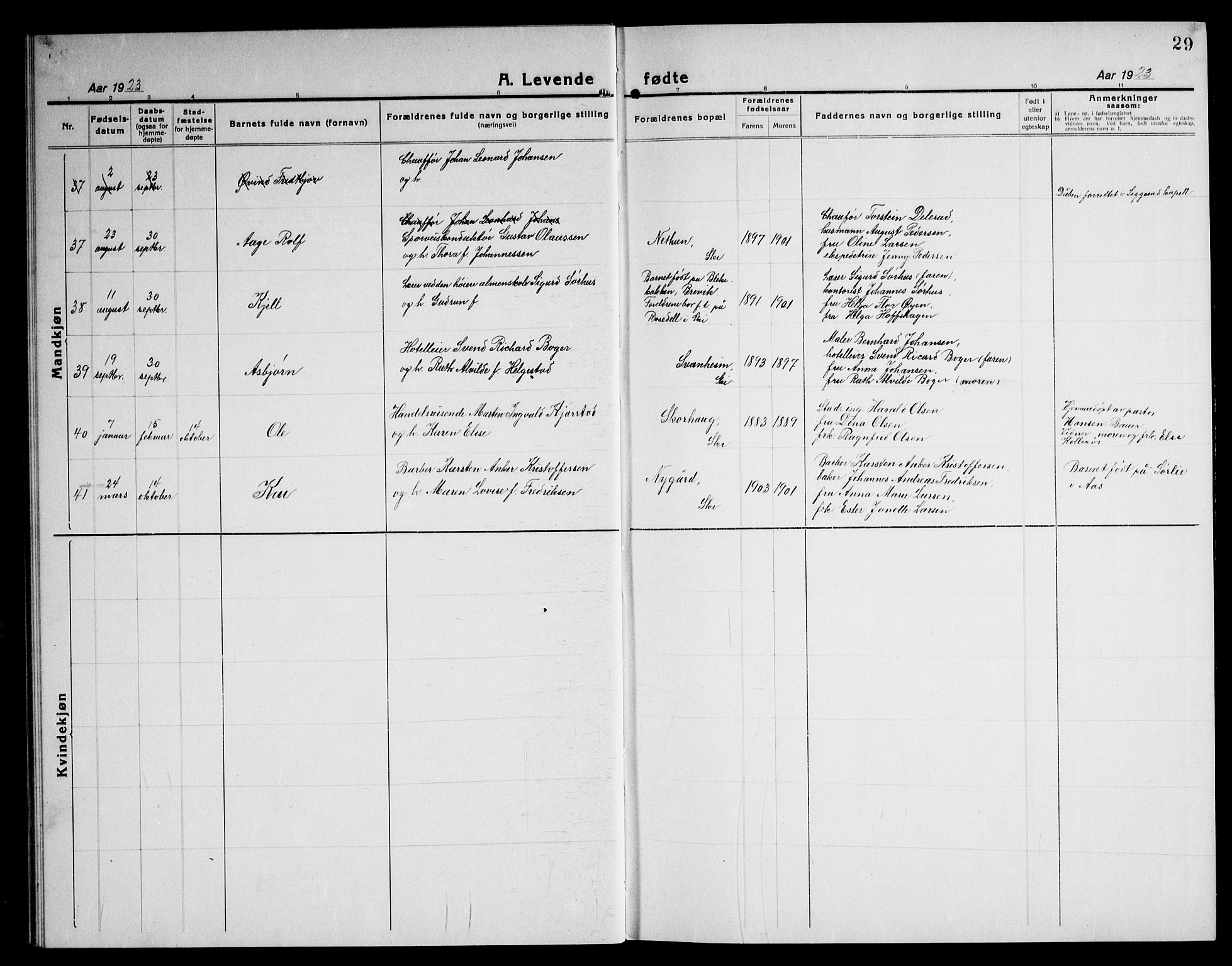 Kråkstad prestekontor Kirkebøker, AV/SAO-A-10125a/G/Gb/L0002: Parish register (copy) no. II 2, 1921-1941, p. 29