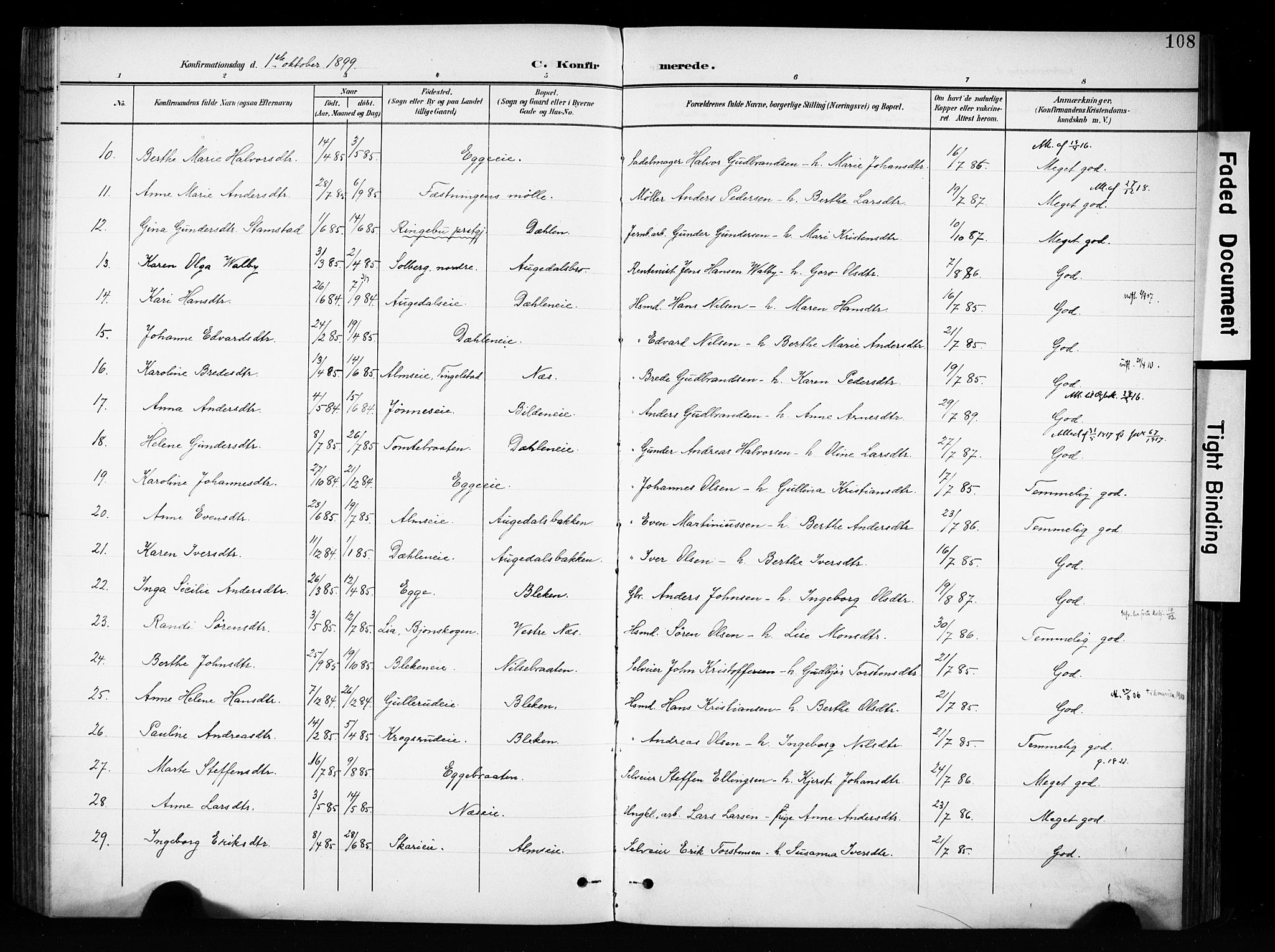 Brandbu prestekontor, SAH/PREST-114/H/Ha/Haa/L0001: Parish register (official) no. 1, 1900-1912, p. 108