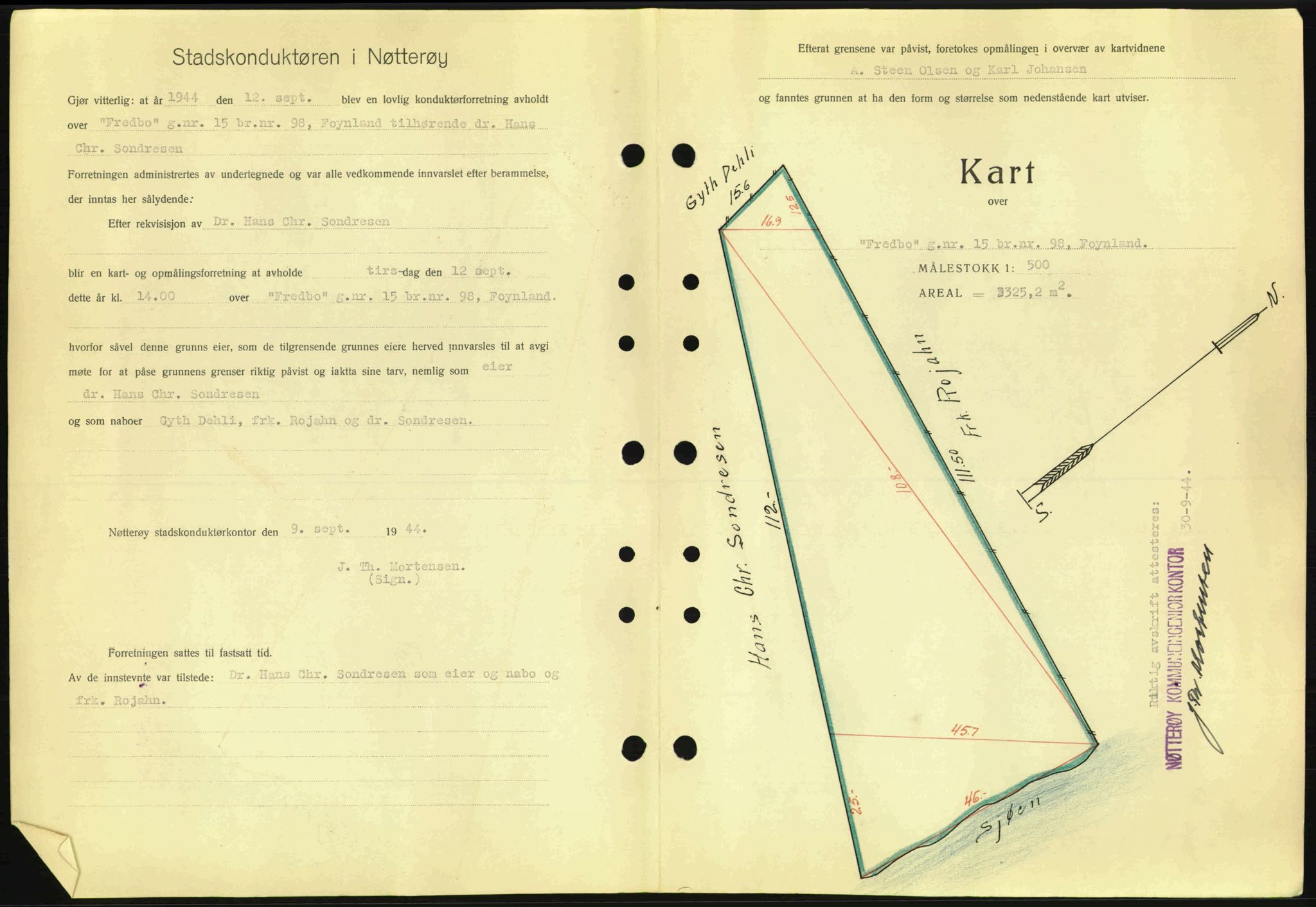 Tønsberg sorenskriveri, AV/SAKO-A-130/G/Ga/Gaa/L0016: Mortgage book no. A16, 1944-1945, Diary no: : 2204/1944