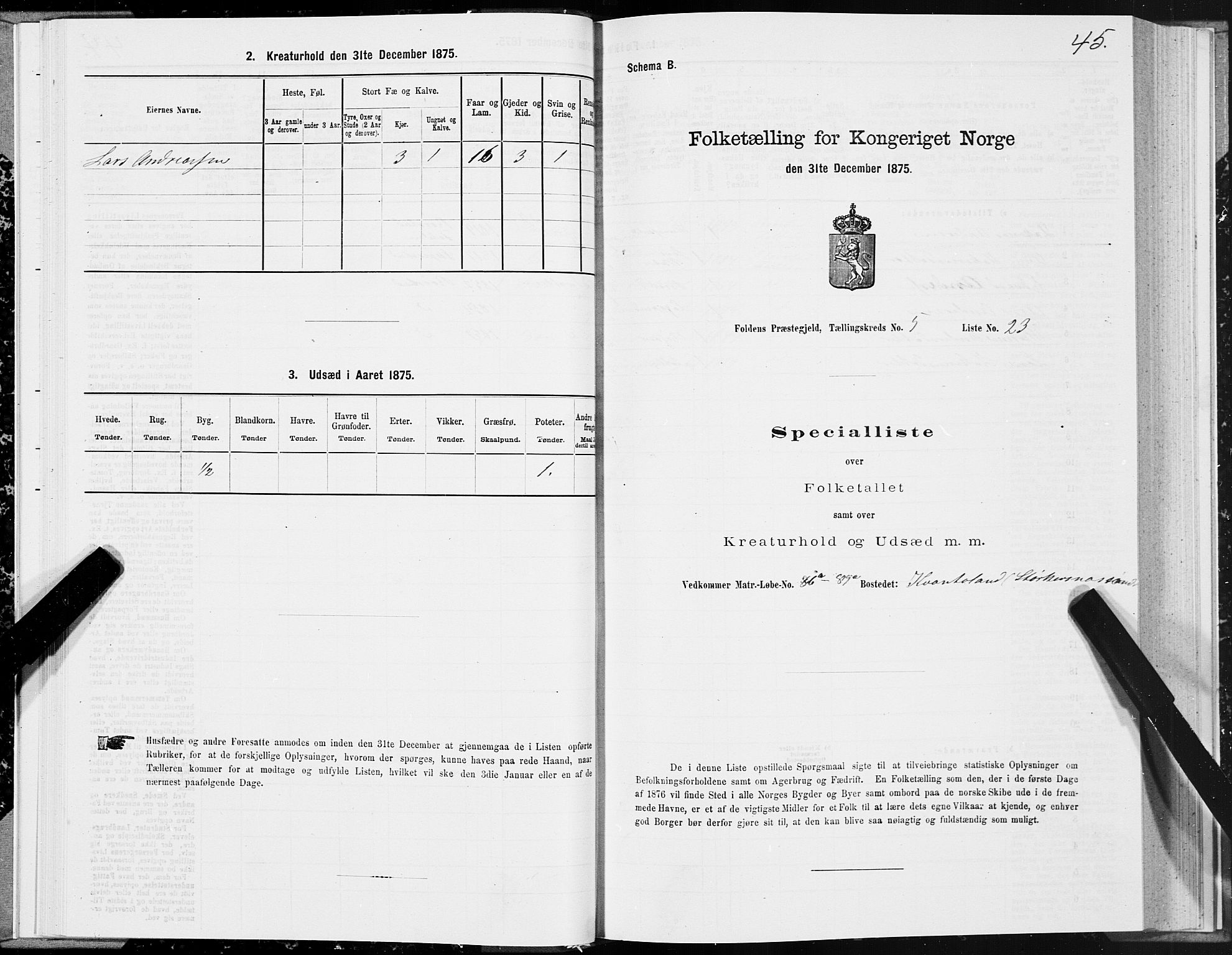 SAT, 1875 census for 1845P Folda, 1875, p. 2045