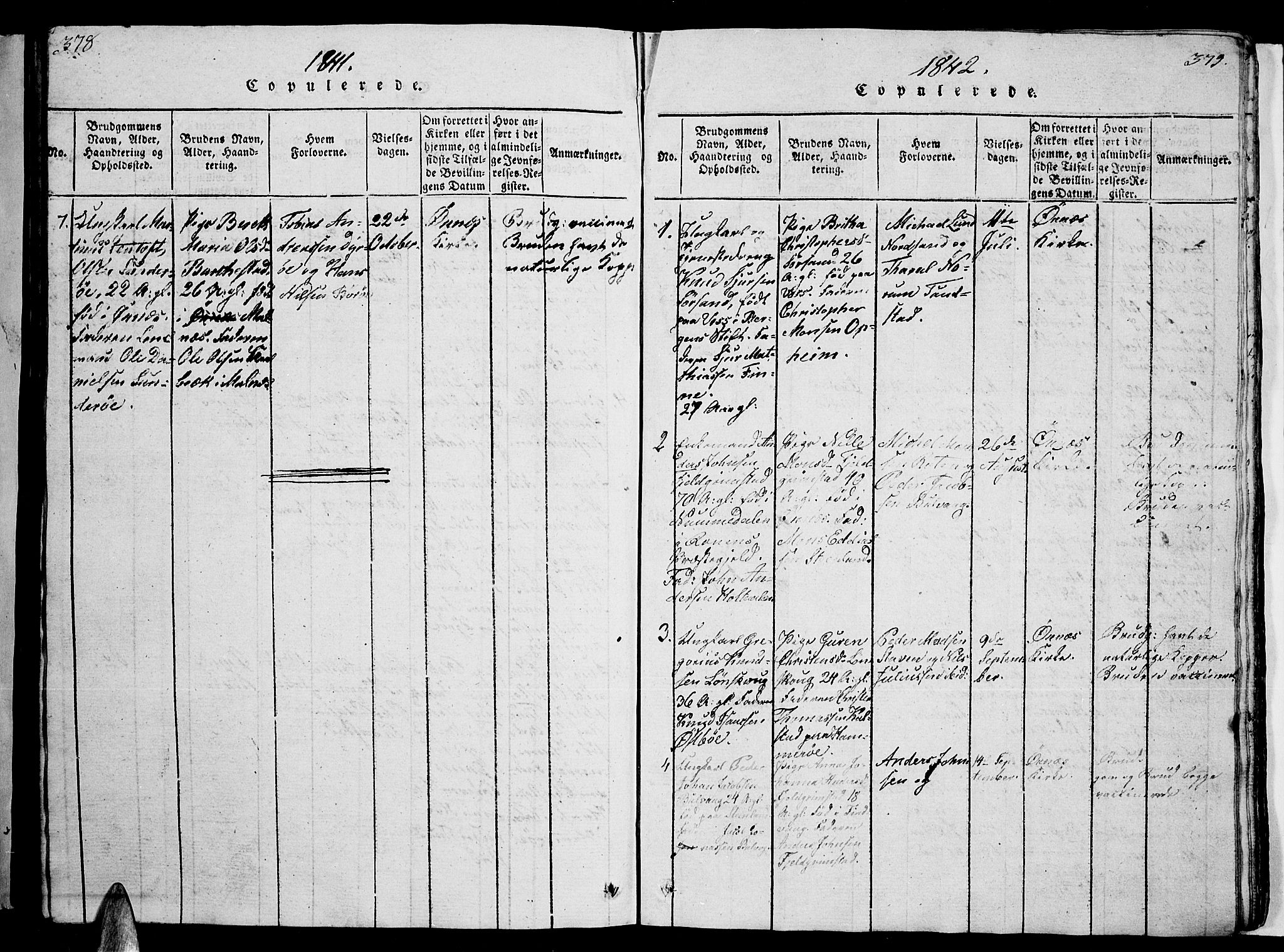 Ministerialprotokoller, klokkerbøker og fødselsregistre - Nordland, AV/SAT-A-1459/893/L1346: Parish register (copy) no. 893C01, 1820-1858, p. 378-379