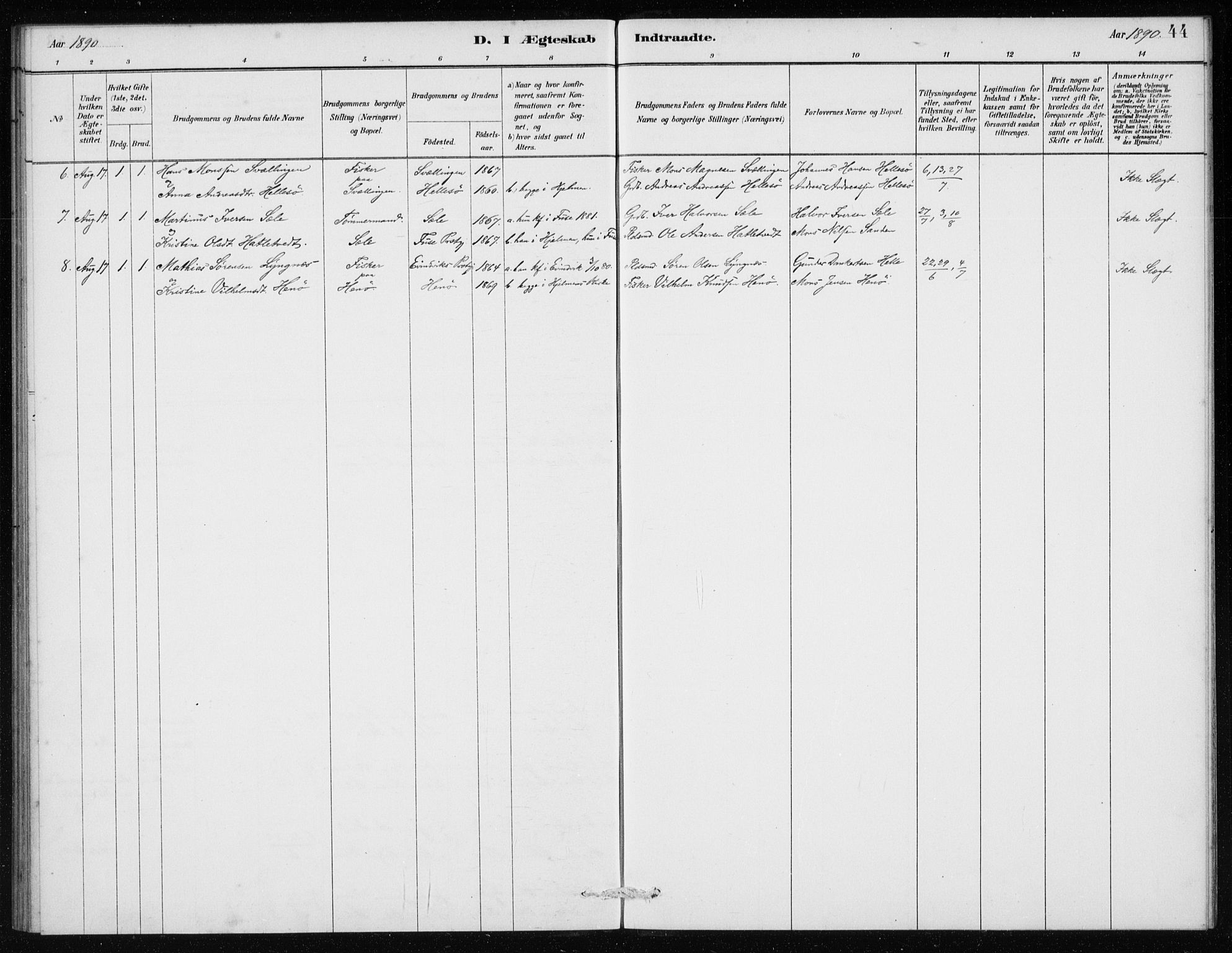 Manger sokneprestembete, SAB/A-76801/H/Haa: Parish register (official) no. E  1, 1881-1890, p. 44
