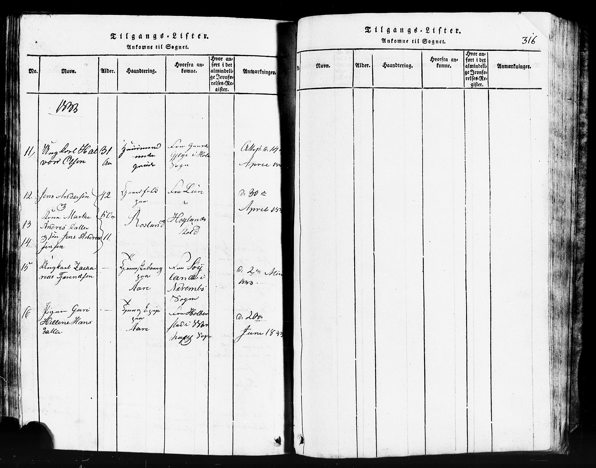 Klepp sokneprestkontor, AV/SAST-A-101803/001/3/30BB/L0001: Parish register (copy) no.  B 1, 1816-1859, p. 316