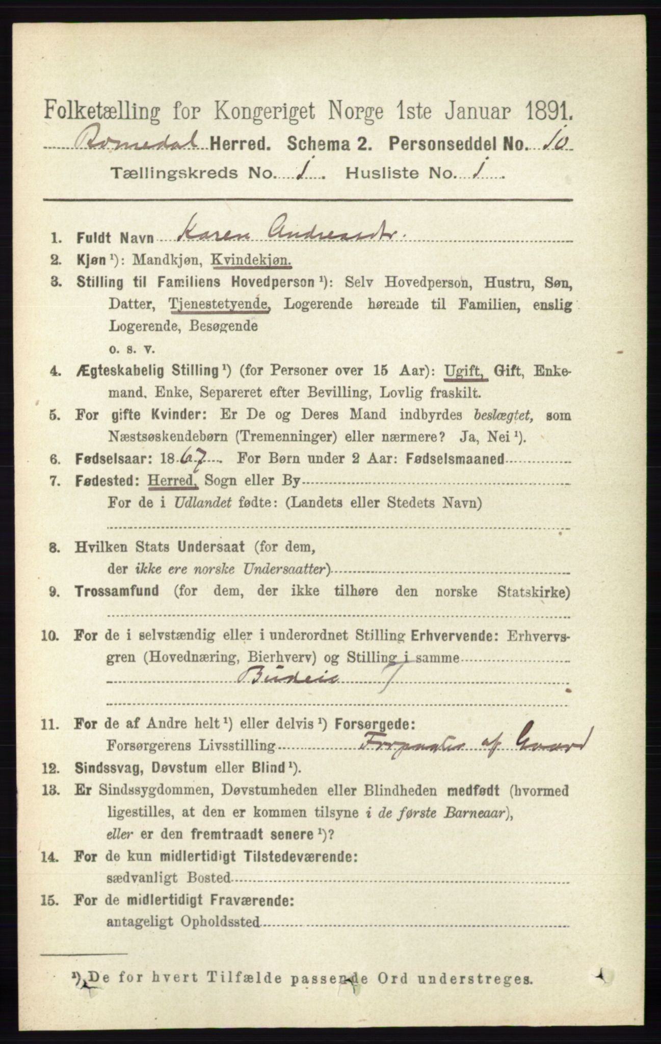 RA, 1891 census for 0416 Romedal, 1891, p. 128