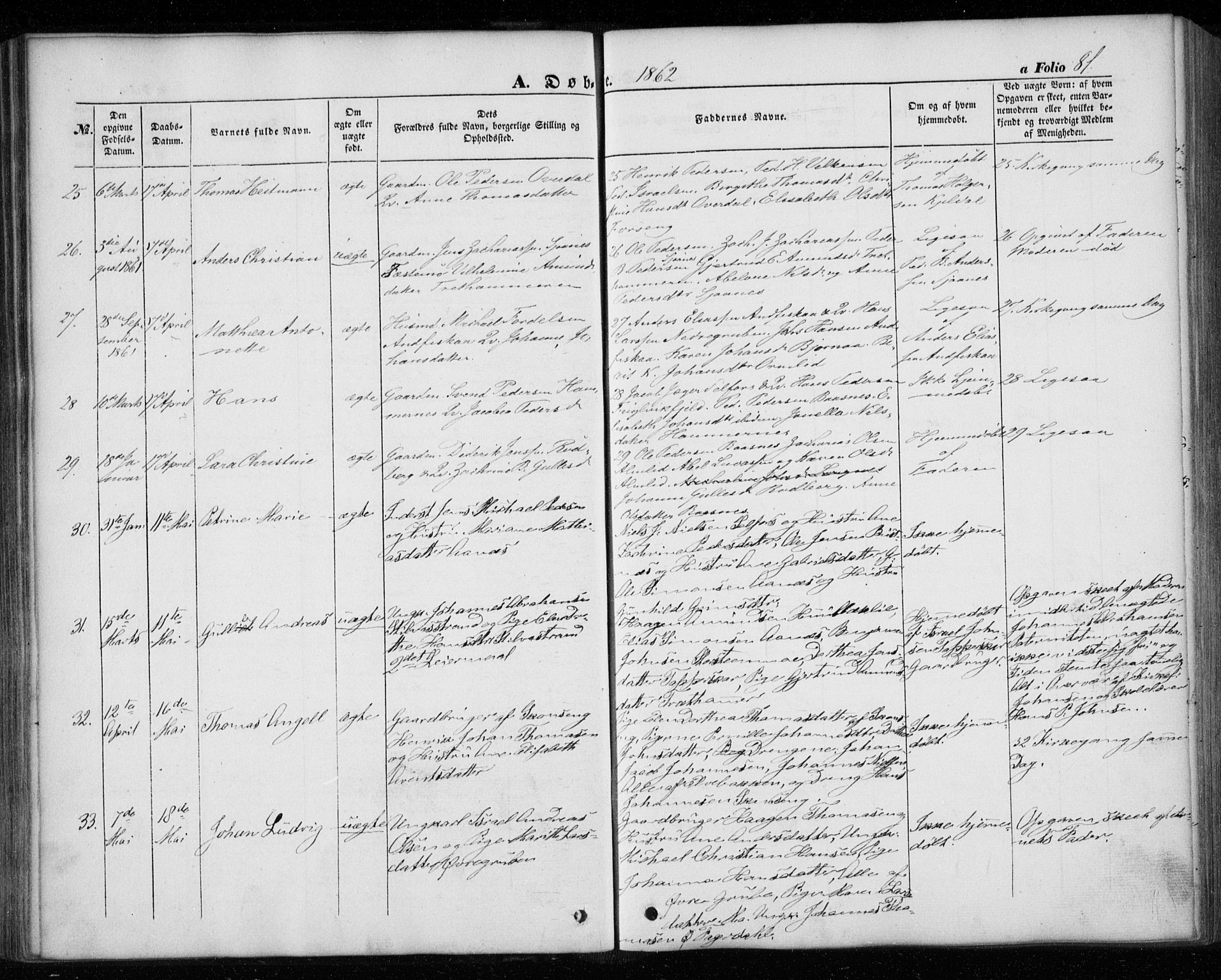 Ministerialprotokoller, klokkerbøker og fødselsregistre - Nordland, AV/SAT-A-1459/827/L0392: Parish register (official) no. 827A04, 1853-1866, p. 81