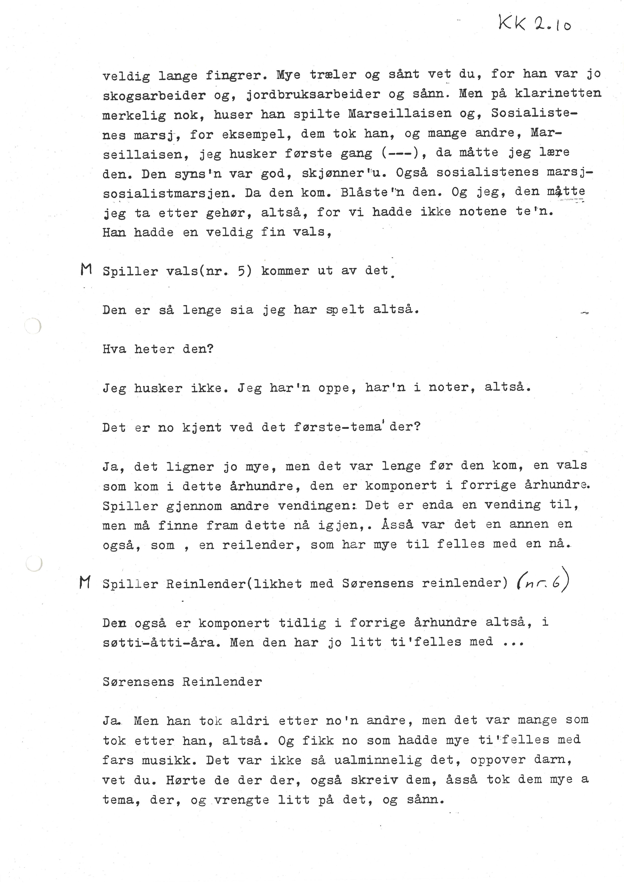 Sa 16 - Folkemusikk fra Vestfold, Gjerdesamlingen, VEMU/A-1868/I/L0001: Informantregister med intervjunedtegnelser, 1979-1986