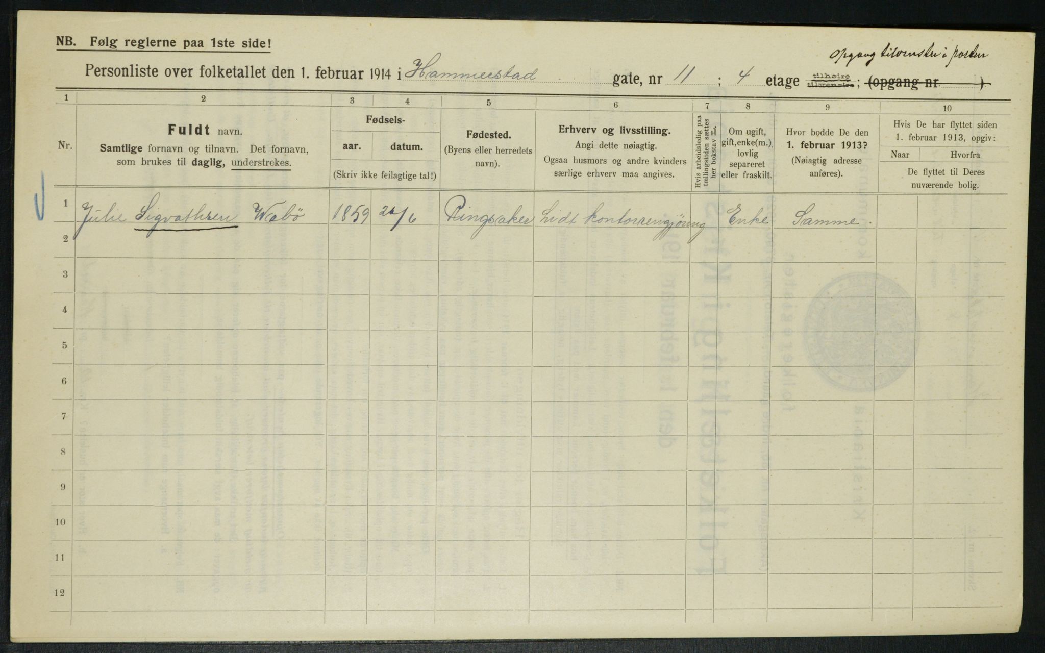 OBA, Municipal Census 1914 for Kristiania, 1914, p. 34784