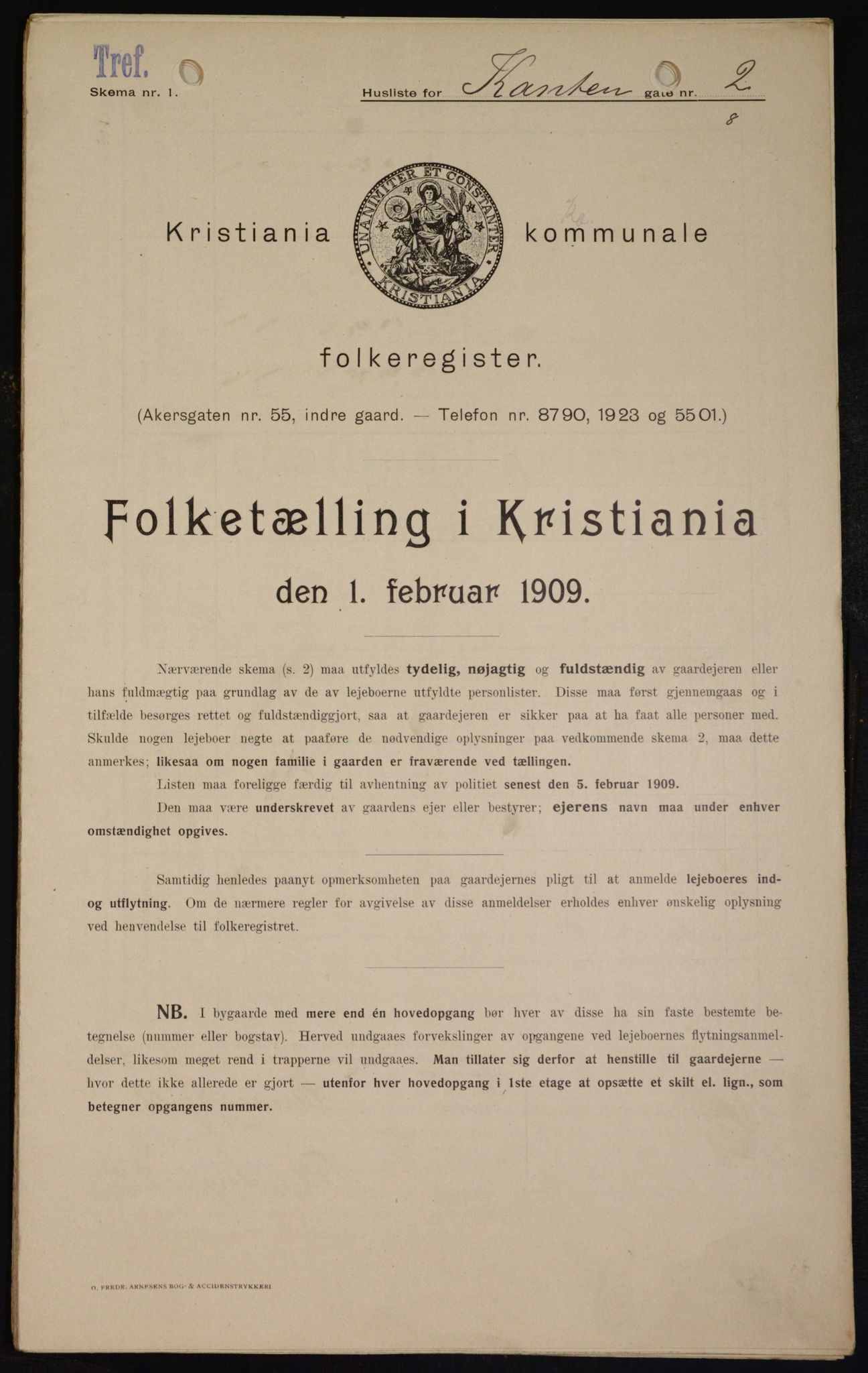 OBA, Municipal Census 1909 for Kristiania, 1909, p. 43957