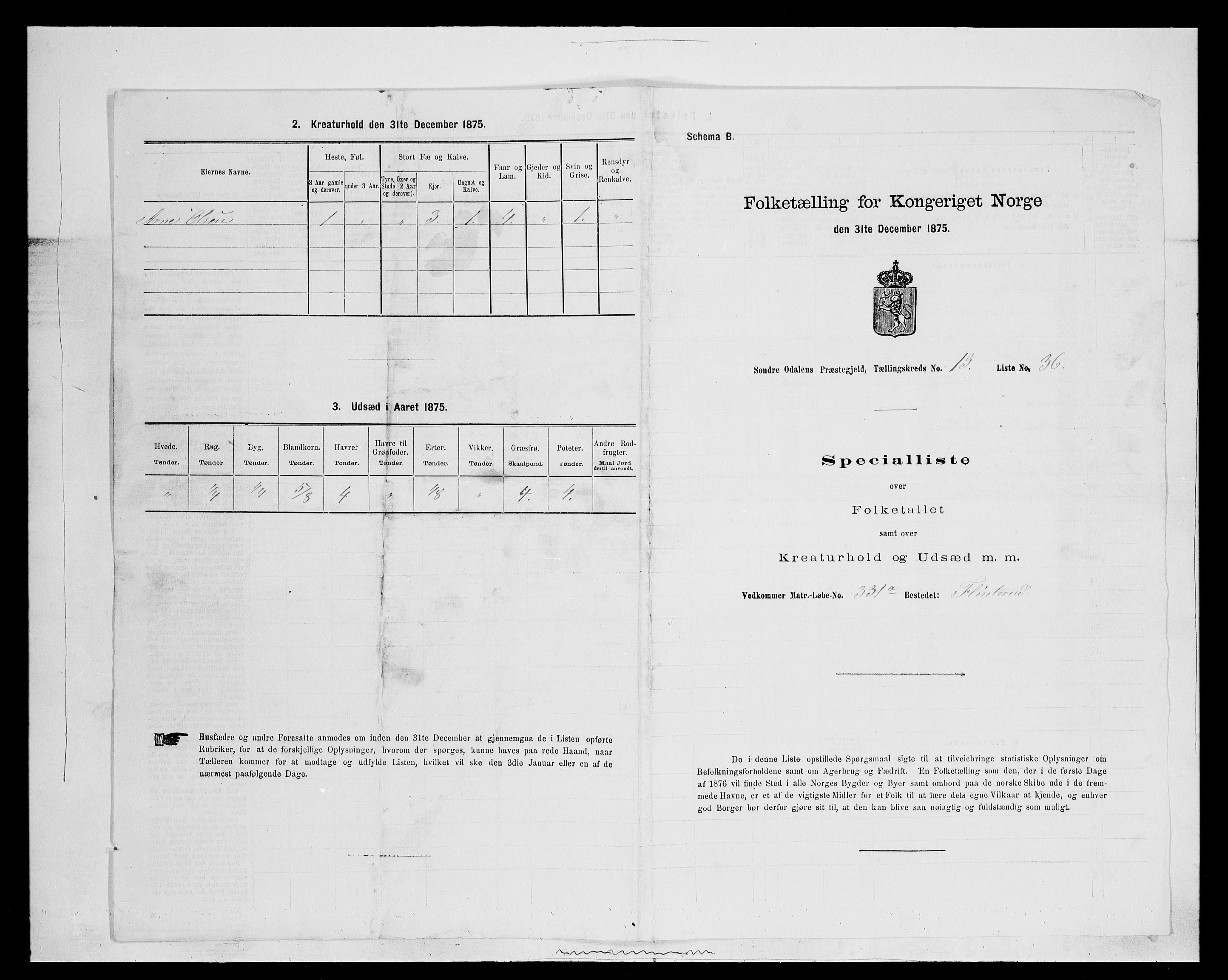 SAH, 1875 census for 0419P Sør-Odal, 1875, p. 1317