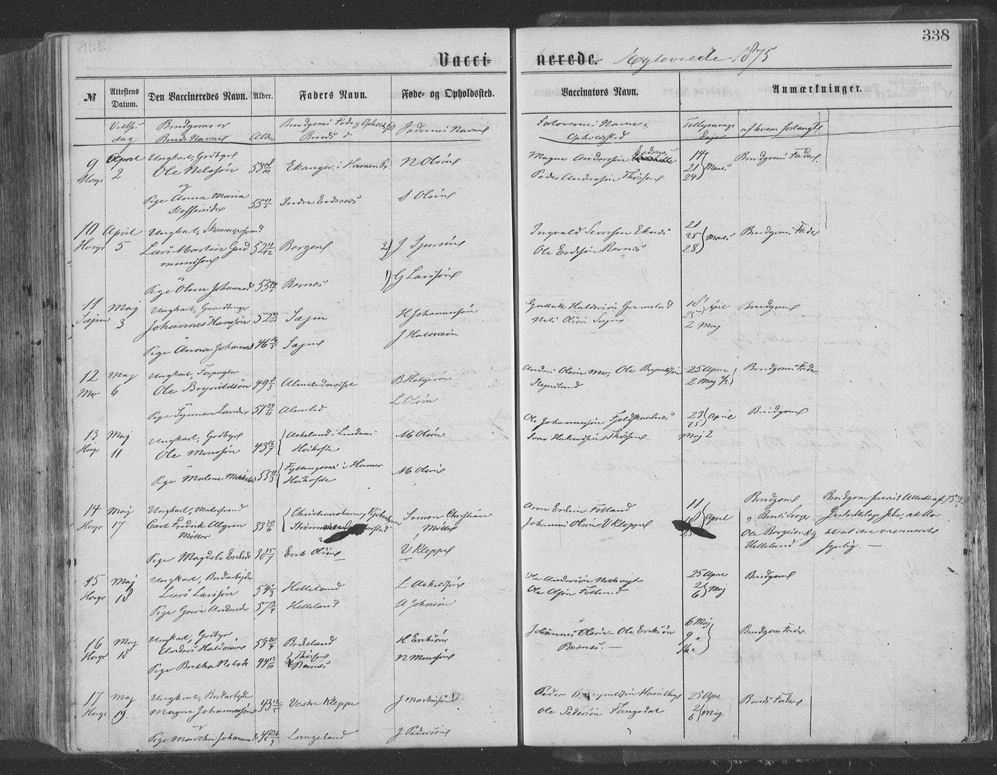 Hosanger sokneprestembete, AV/SAB-A-75801/H/Haa: Parish register (official) no. A 9, 1864-1876, p. 338