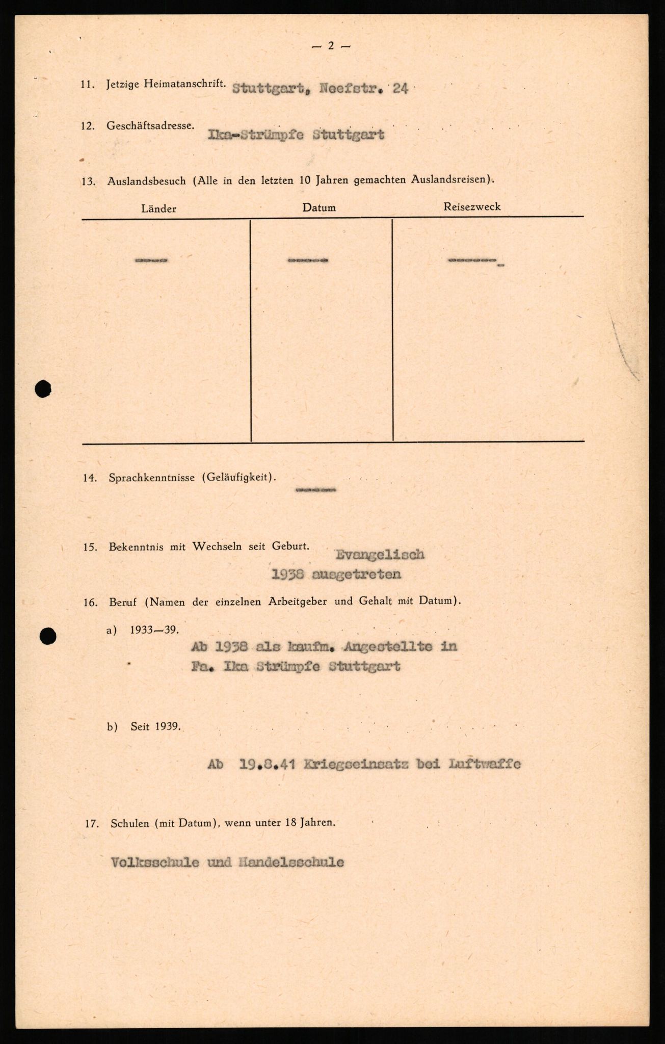 Forsvaret, Forsvarets overkommando II, AV/RA-RAFA-3915/D/Db/L0018: CI Questionaires. Tyske okkupasjonsstyrker i Norge. Tyskere., 1945-1946, p. 392