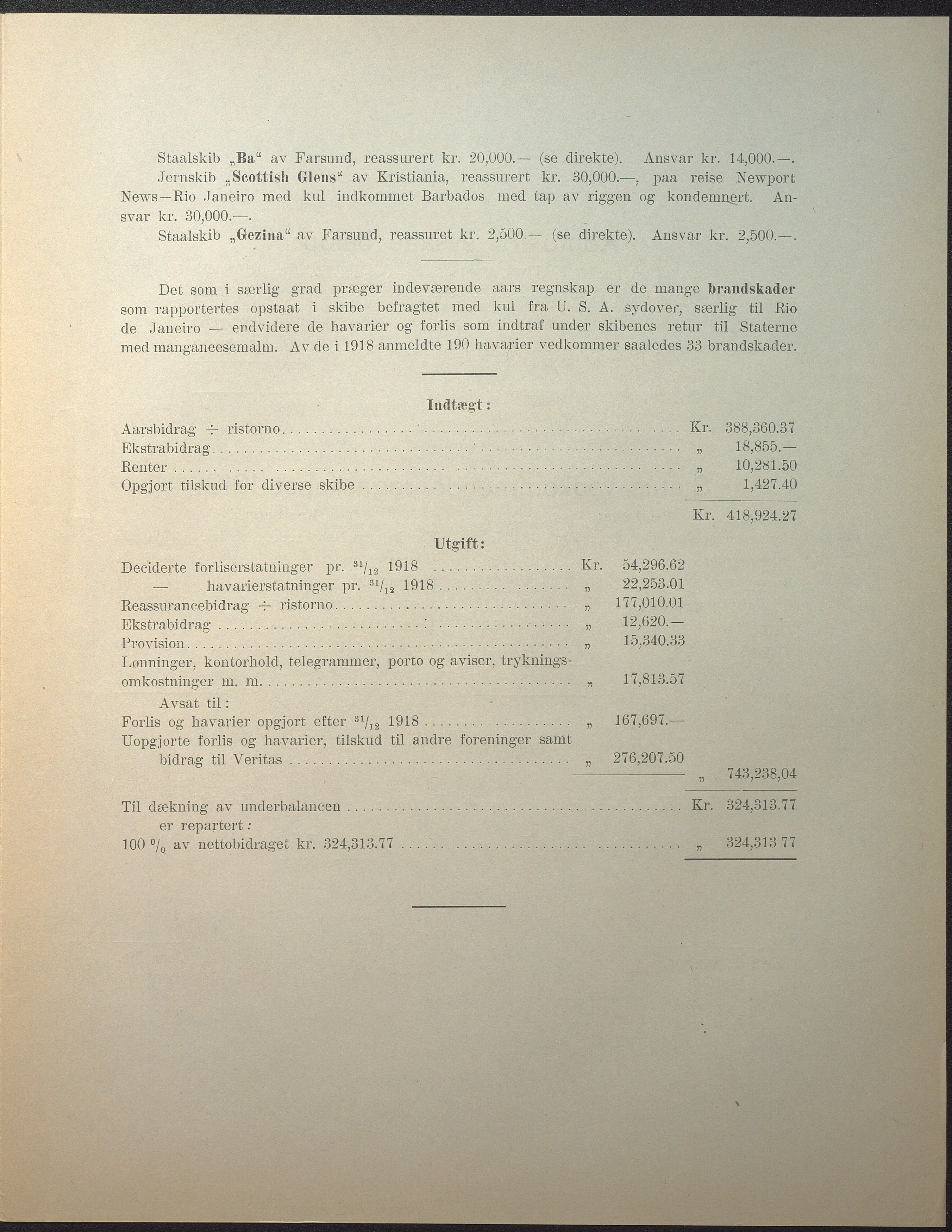 Agders Gjensidige Assuranceforening, AAKS/PA-1718/05/L0004: Regnskap, seilavdeling, pakkesak. Og regnskap jernavdeling, 1911-1924