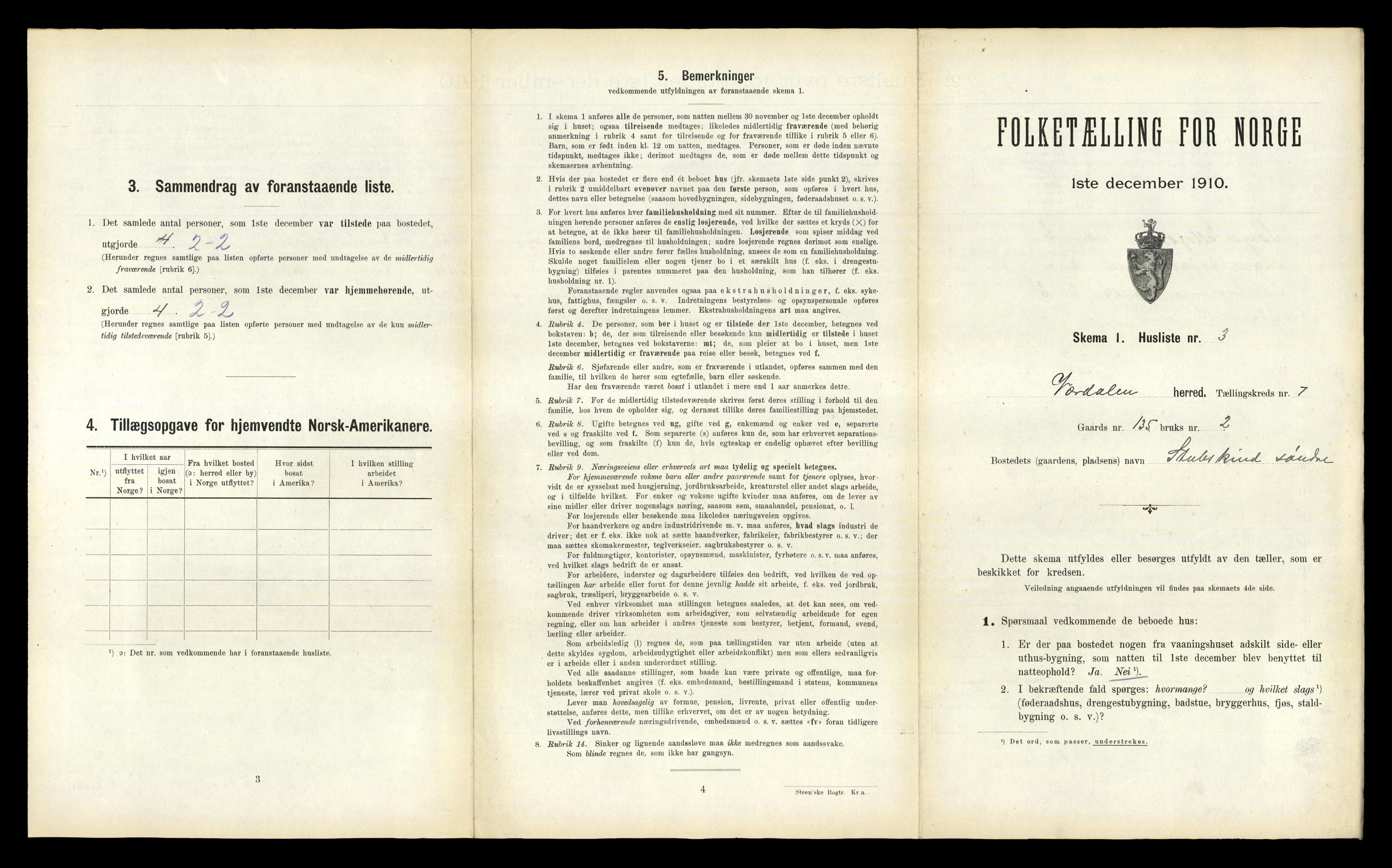 RA, 1910 census for Verdal, 1910, p. 1262