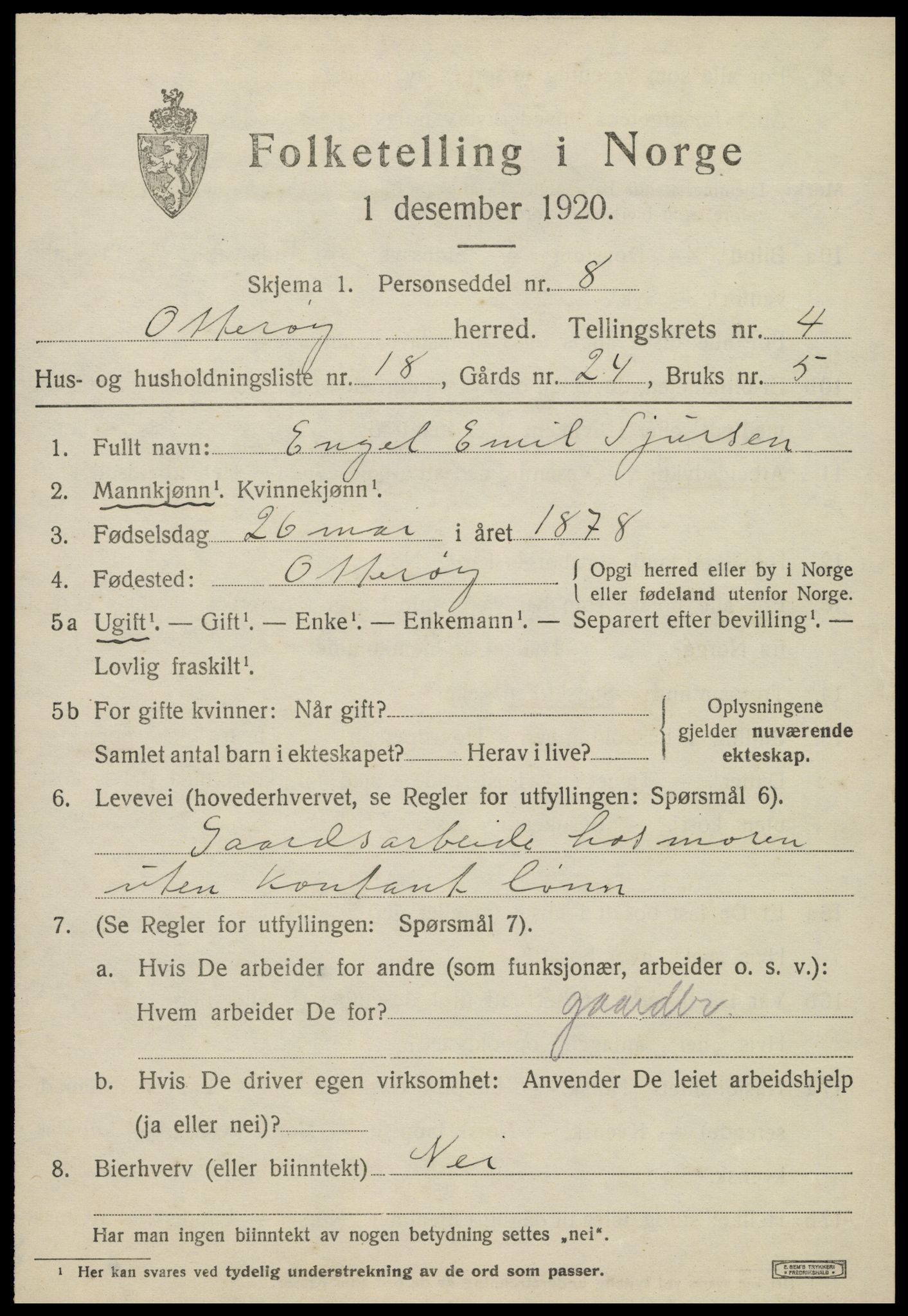 SAT, 1920 census for Otterøy, 1920, p. 1953