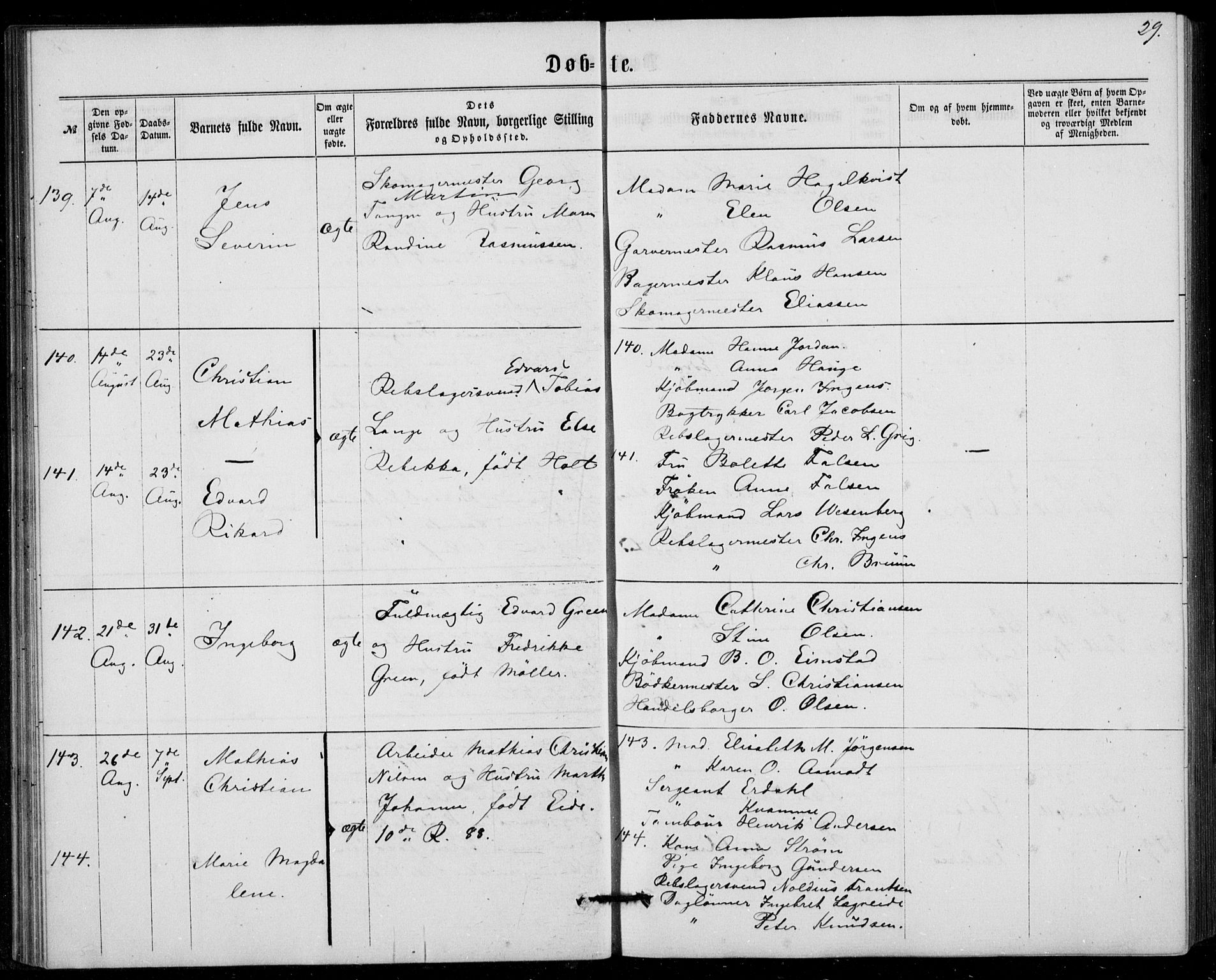 Fødselsstiftelsens sokneprestembete, ført av overlegen*, SAB/-: Parish register (official) no. A 1, 1863-1883, p. 29