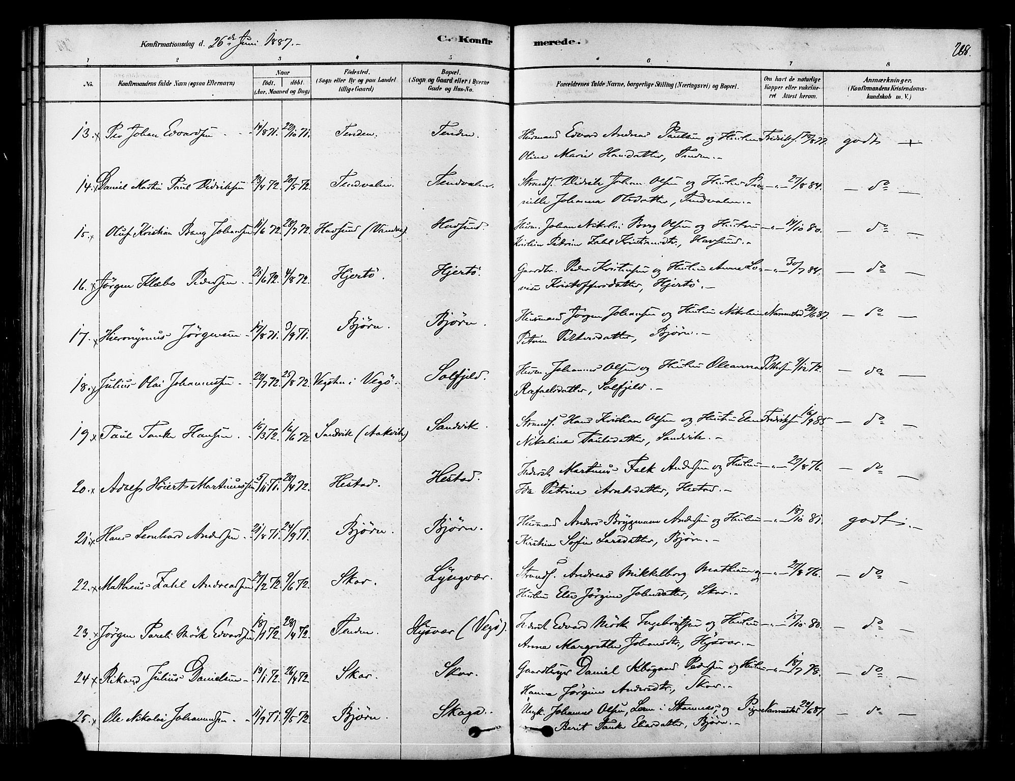 Ministerialprotokoller, klokkerbøker og fødselsregistre - Nordland, AV/SAT-A-1459/834/L0507: Parish register (official) no. 834A05, 1878-1892, p. 268