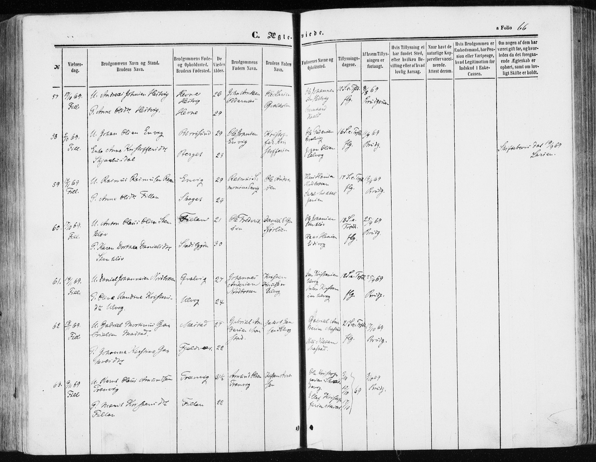 Ministerialprotokoller, klokkerbøker og fødselsregistre - Sør-Trøndelag, AV/SAT-A-1456/634/L0531: Parish register (official) no. 634A07, 1861-1870, p. 66