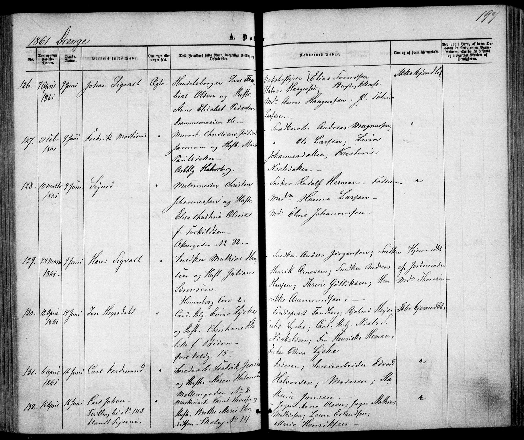 Trefoldighet prestekontor Kirkebøker, SAO/A-10882/F/Fa/L0001: Parish register (official) no. I 1, 1858-1863, p. 197