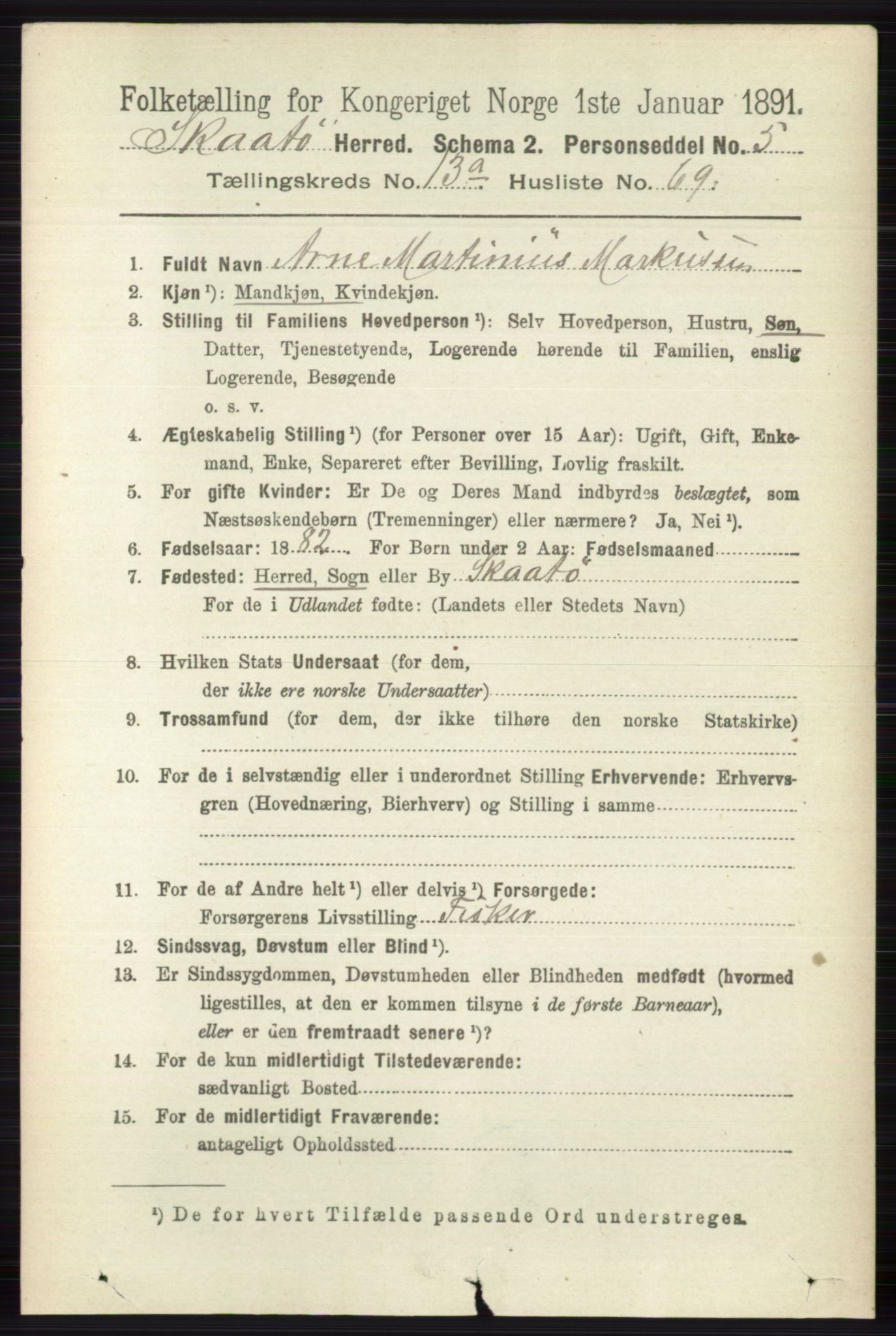 RA, 1891 census for 0815 Skåtøy, 1891, p. 4810