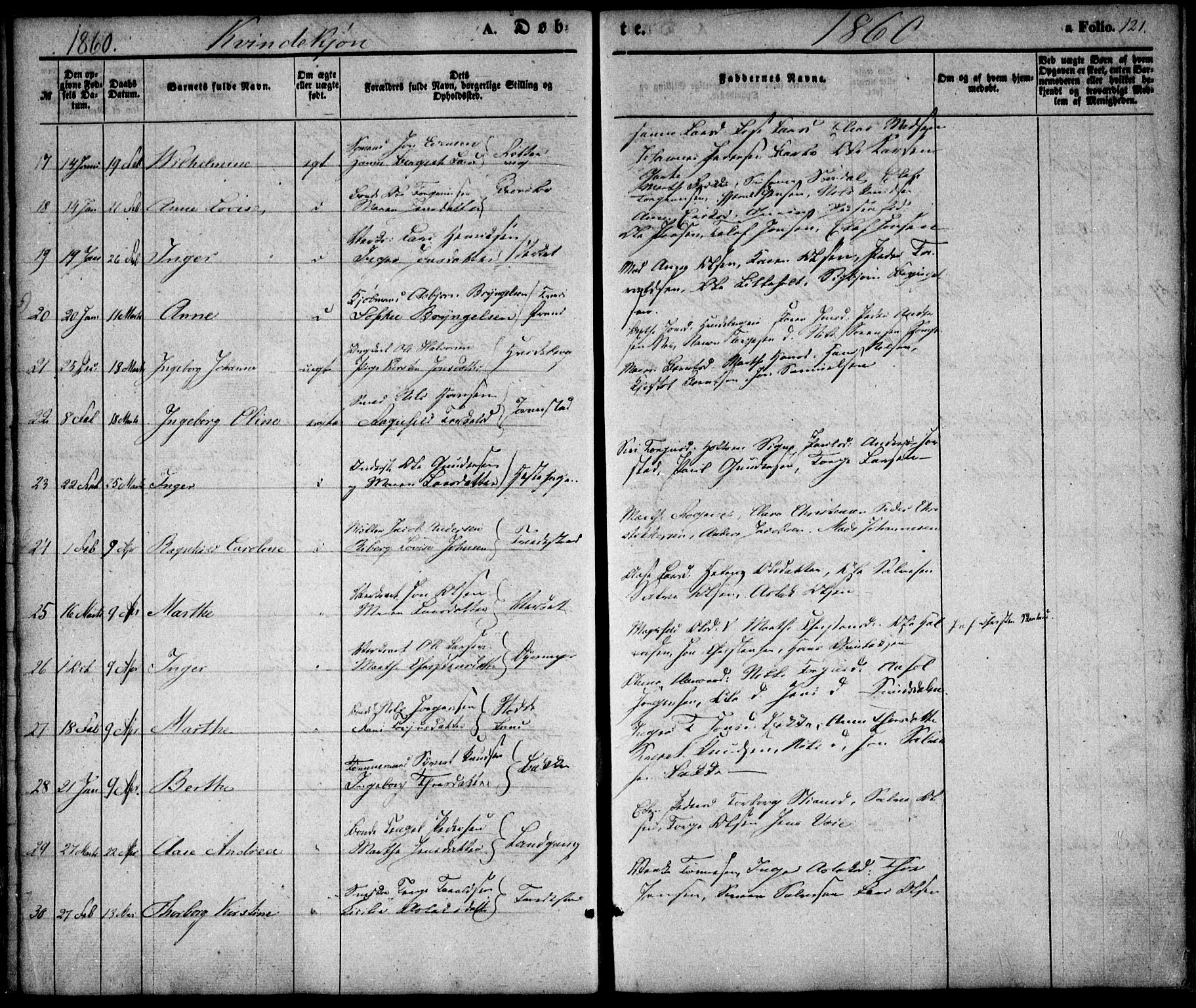 Holt sokneprestkontor, AV/SAK-1111-0021/F/Fa/L0008: Parish register (official) no. A 8, 1849-1860, p. 121