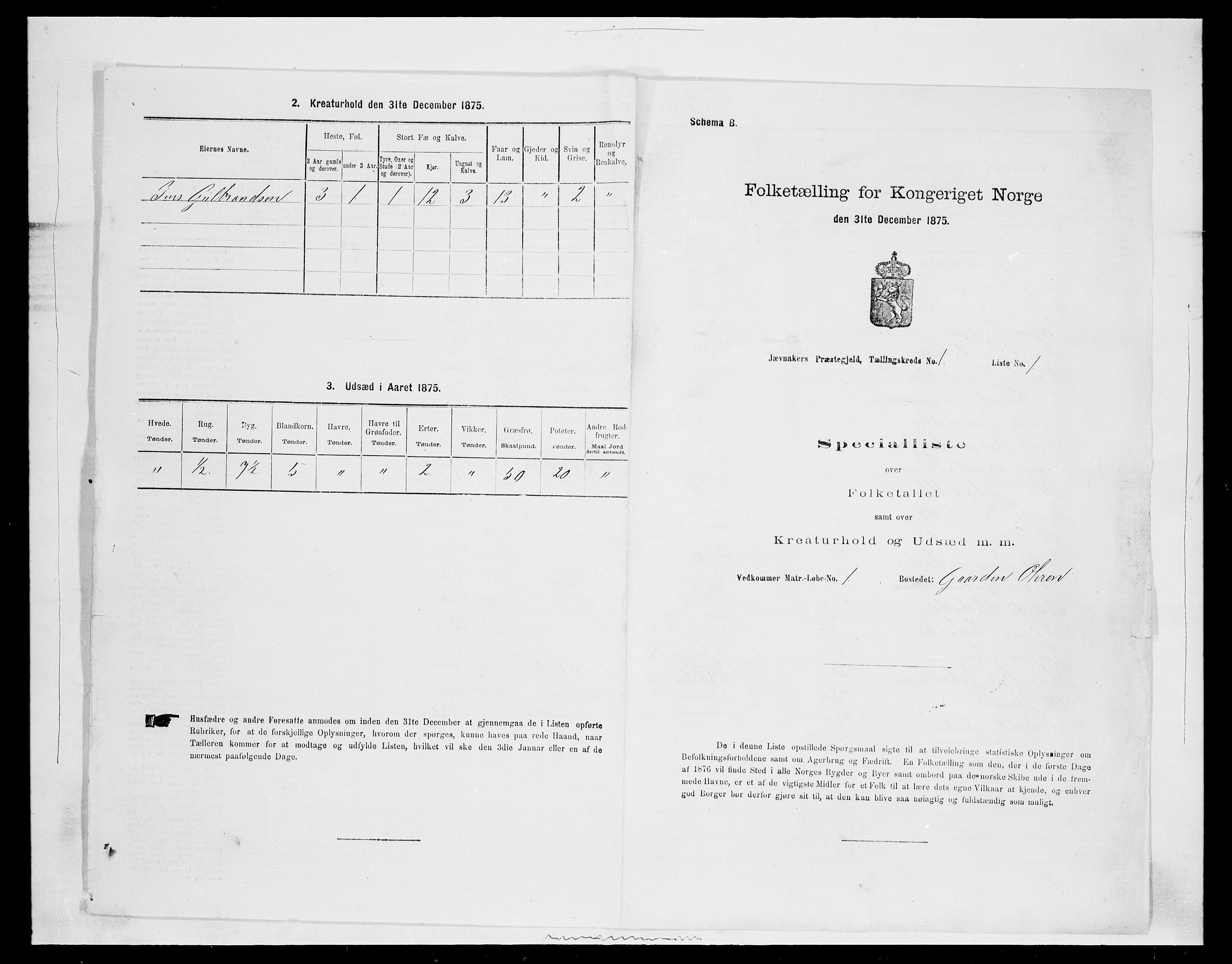 SAH, 1875 census for 0532P Jevnaker, 1875, p. 111