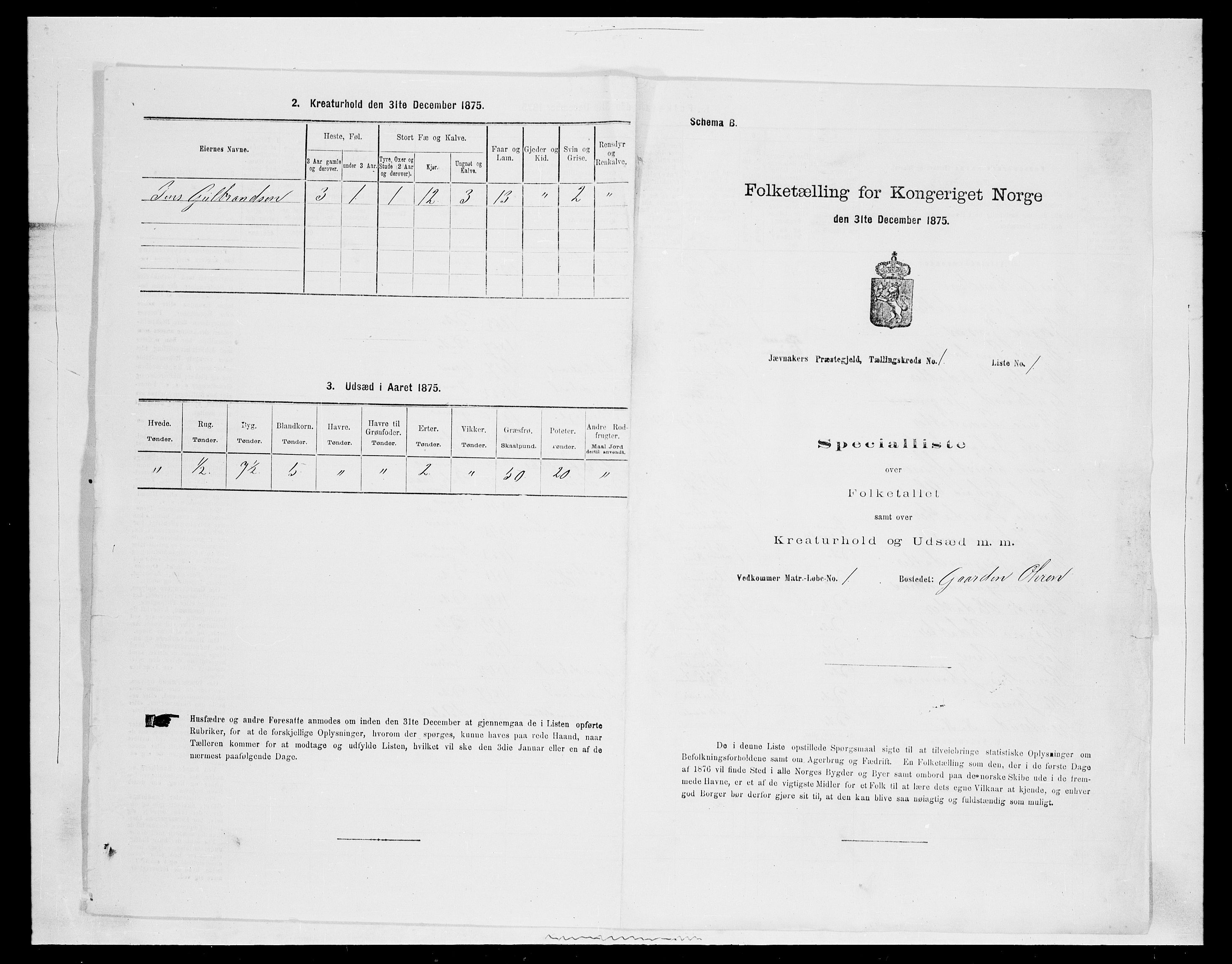 SAH, 1875 census for 0532P Jevnaker, 1875, p. 111