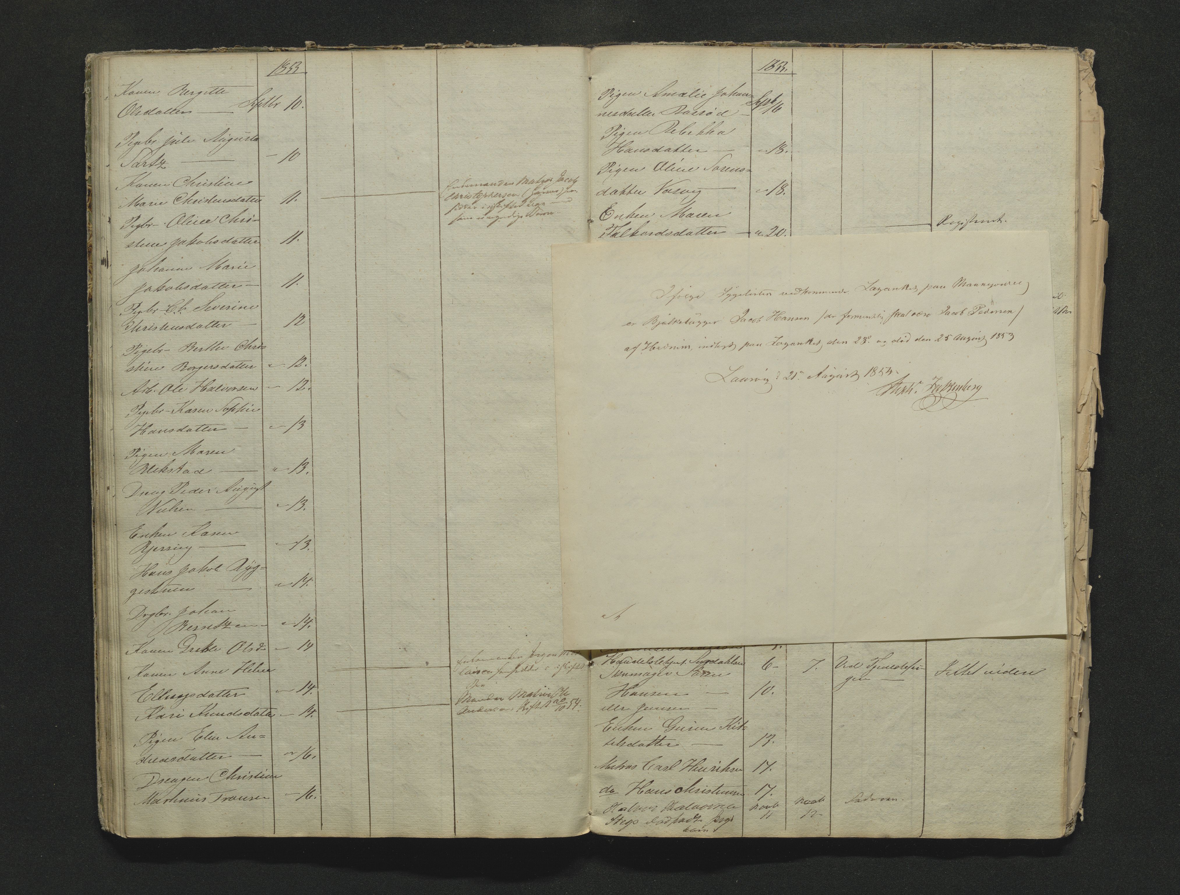 Larvik byfogd, AV/SAKO-A-218/H/Ha/Hab/L0001b: Dødsanmeldelsesprotokoll, 1838-1856
