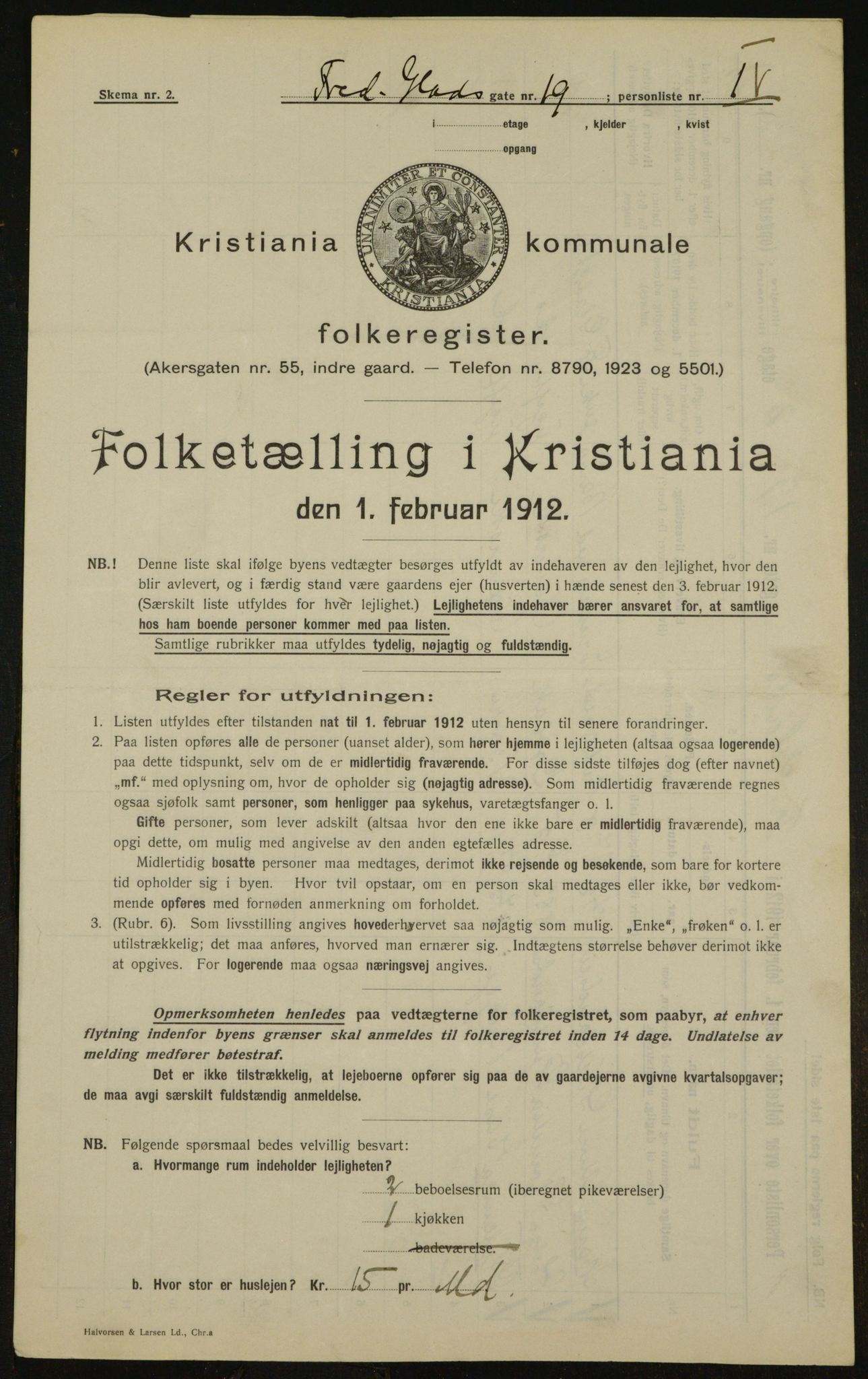 OBA, Municipal Census 1912 for Kristiania, 1912, p. 26605