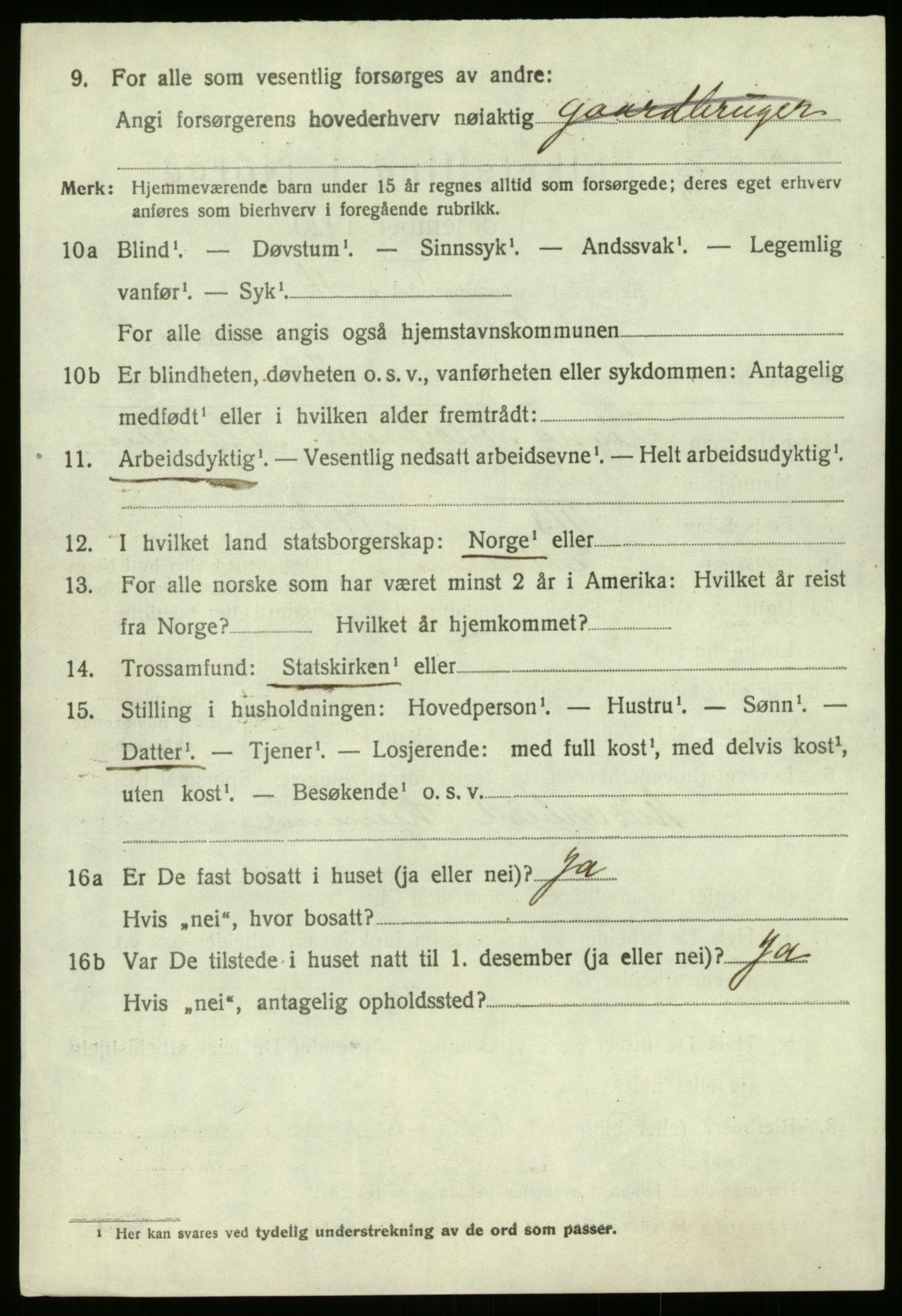 SAB, 1920 census for Gaular, 1920, p. 5151