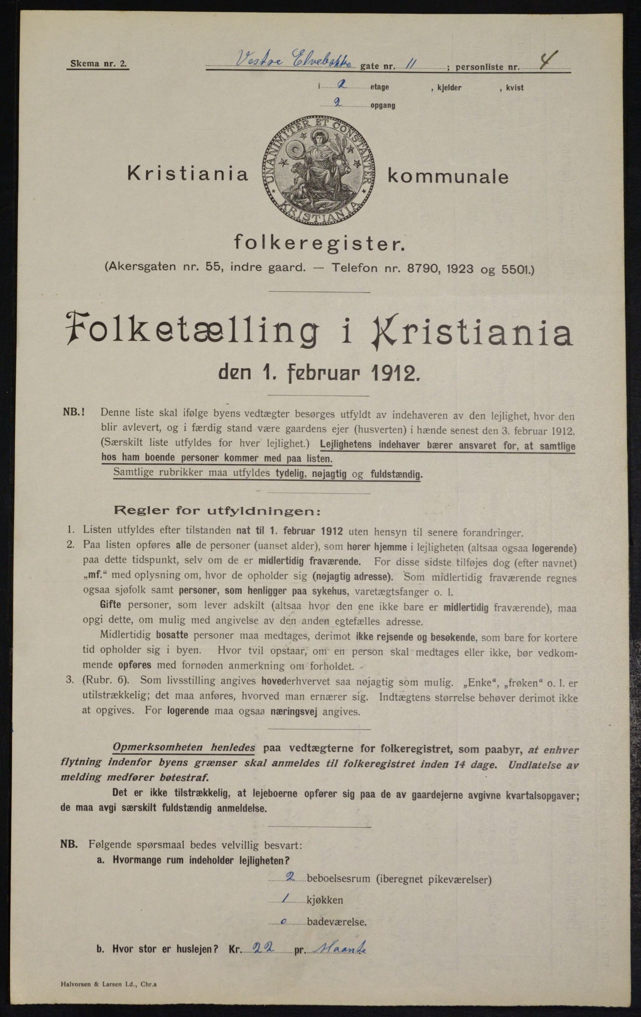 OBA, Municipal Census 1912 for Kristiania, 1912, p. 122442