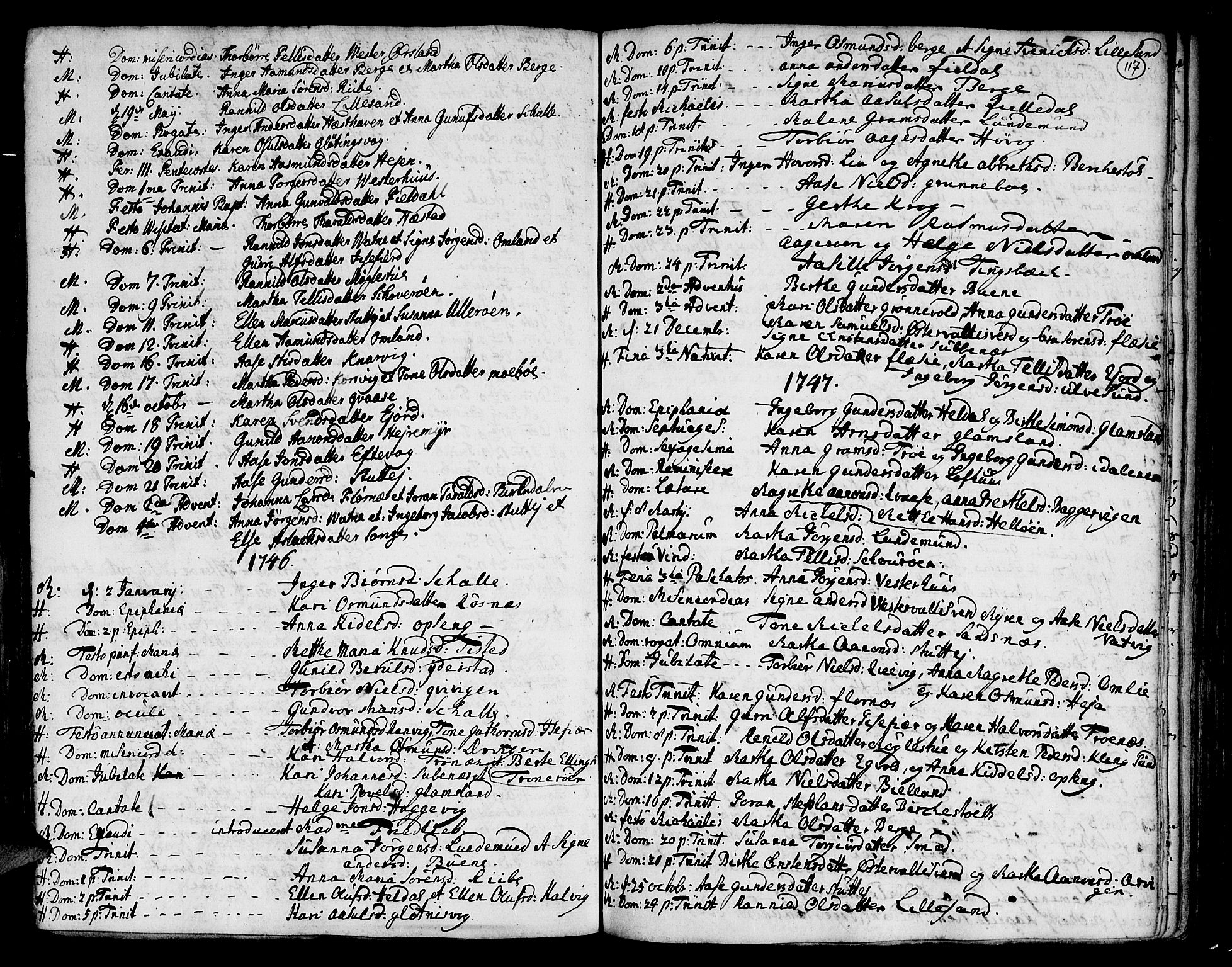 Vestre Moland sokneprestkontor, AV/SAK-1111-0046/F/Fa/Fab/L0001: Parish register (official) no. A 1, 1687-1760, p. 117
