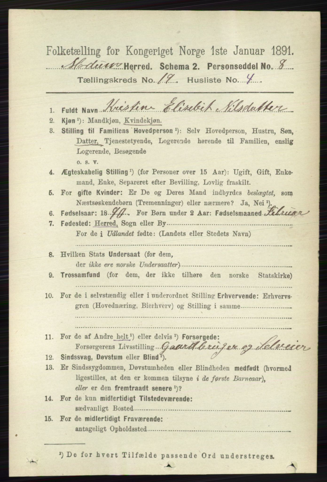 RA, 1891 census for 0623 Modum, 1891, p. 7631