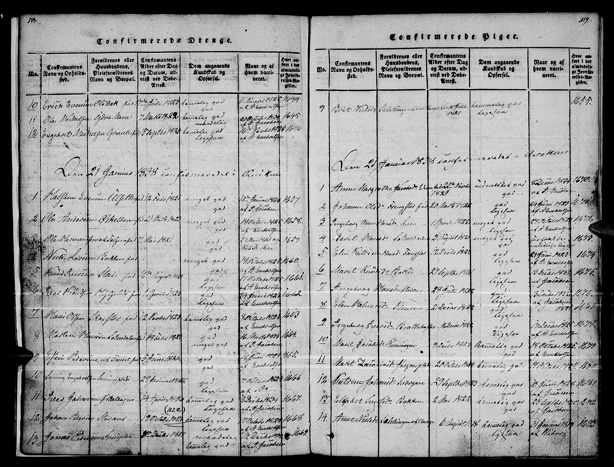 Kvikne prestekontor, SAH/PREST-064/H/Ha/Haa/L0004: Parish register (official) no. 4, 1815-1840, p. 518-519