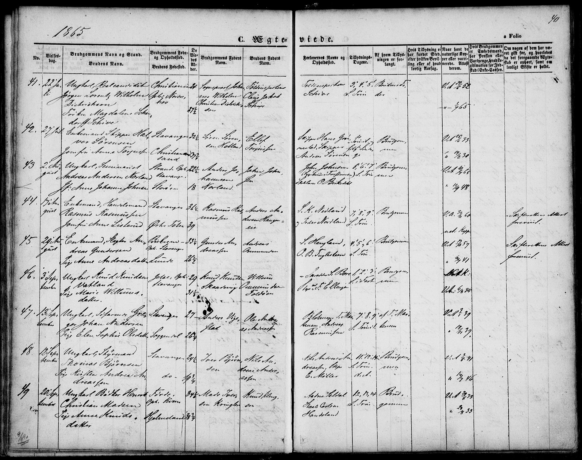St. Petri sokneprestkontor, AV/SAST-A-101813/001/30/30BA/L0002: Parish register (official) no. A 2, 1861-1869, p. 40