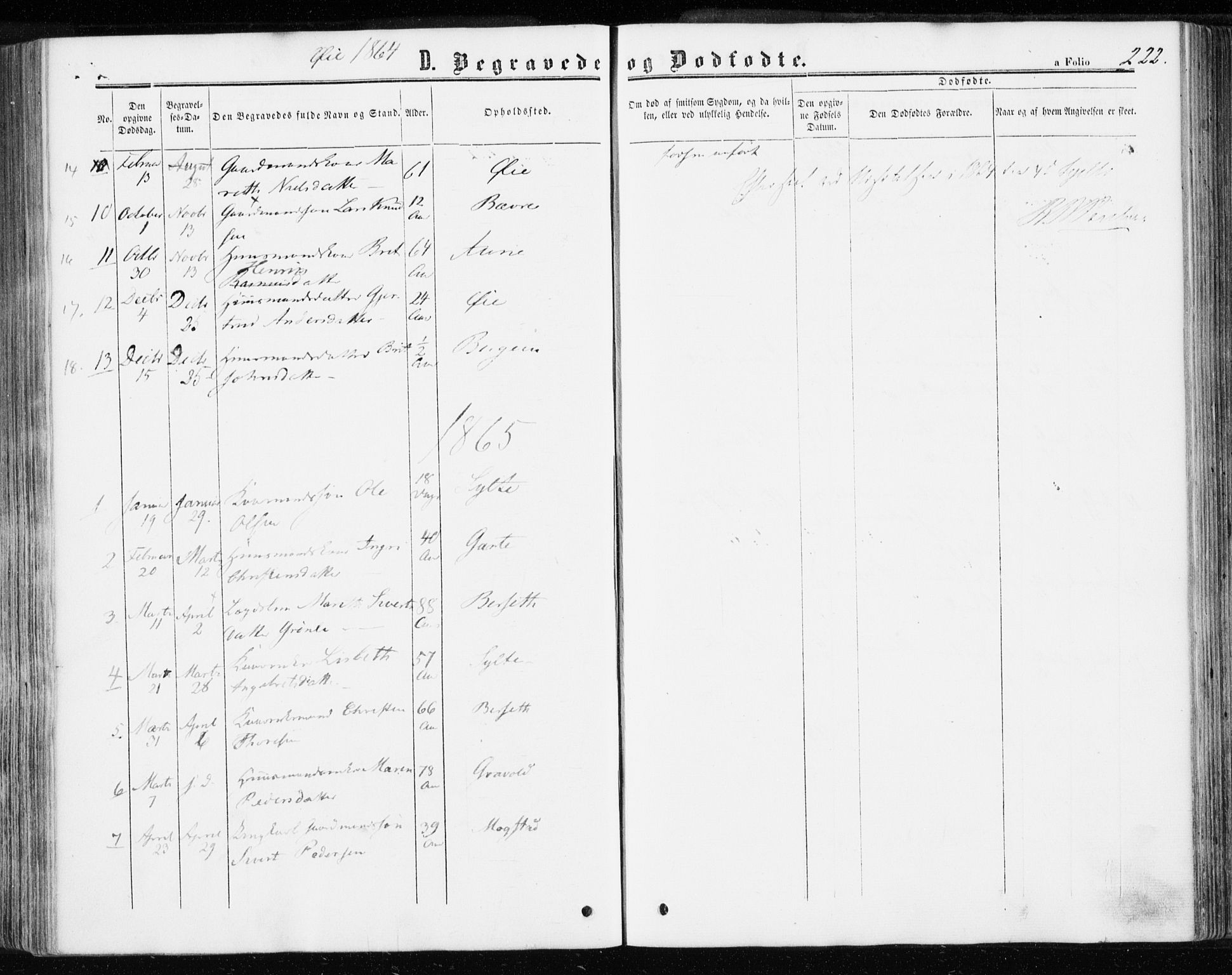 Ministerialprotokoller, klokkerbøker og fødselsregistre - Møre og Romsdal, SAT/A-1454/595/L1045: Parish register (official) no. 595A07, 1863-1873, p. 222