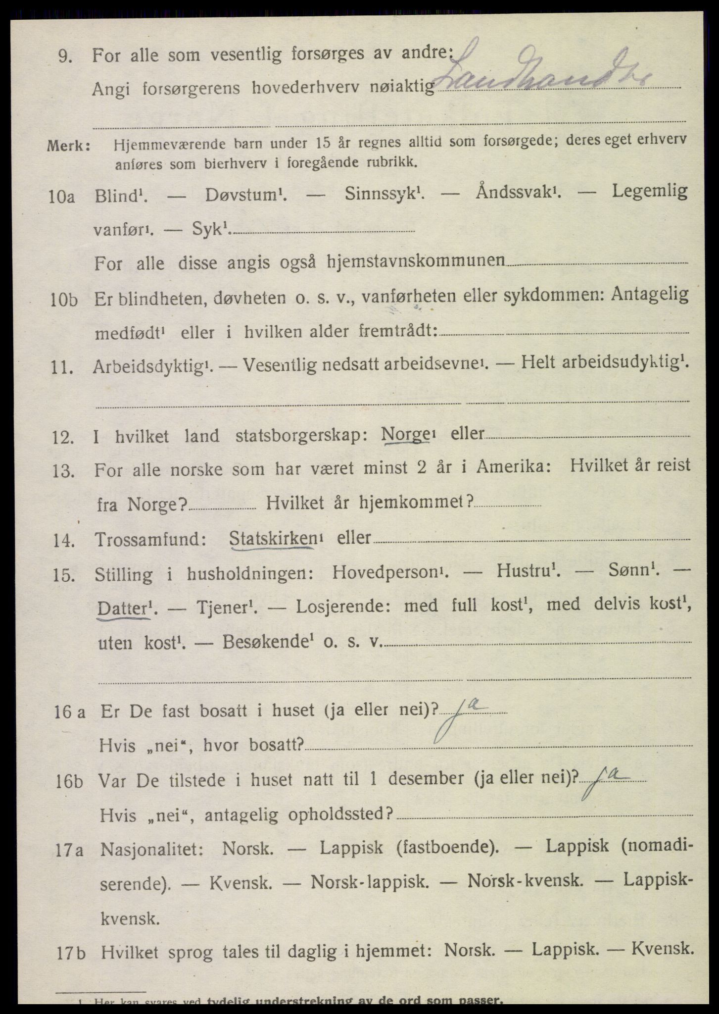 SAT, 1920 census for Vefsn, 1920, p. 9150