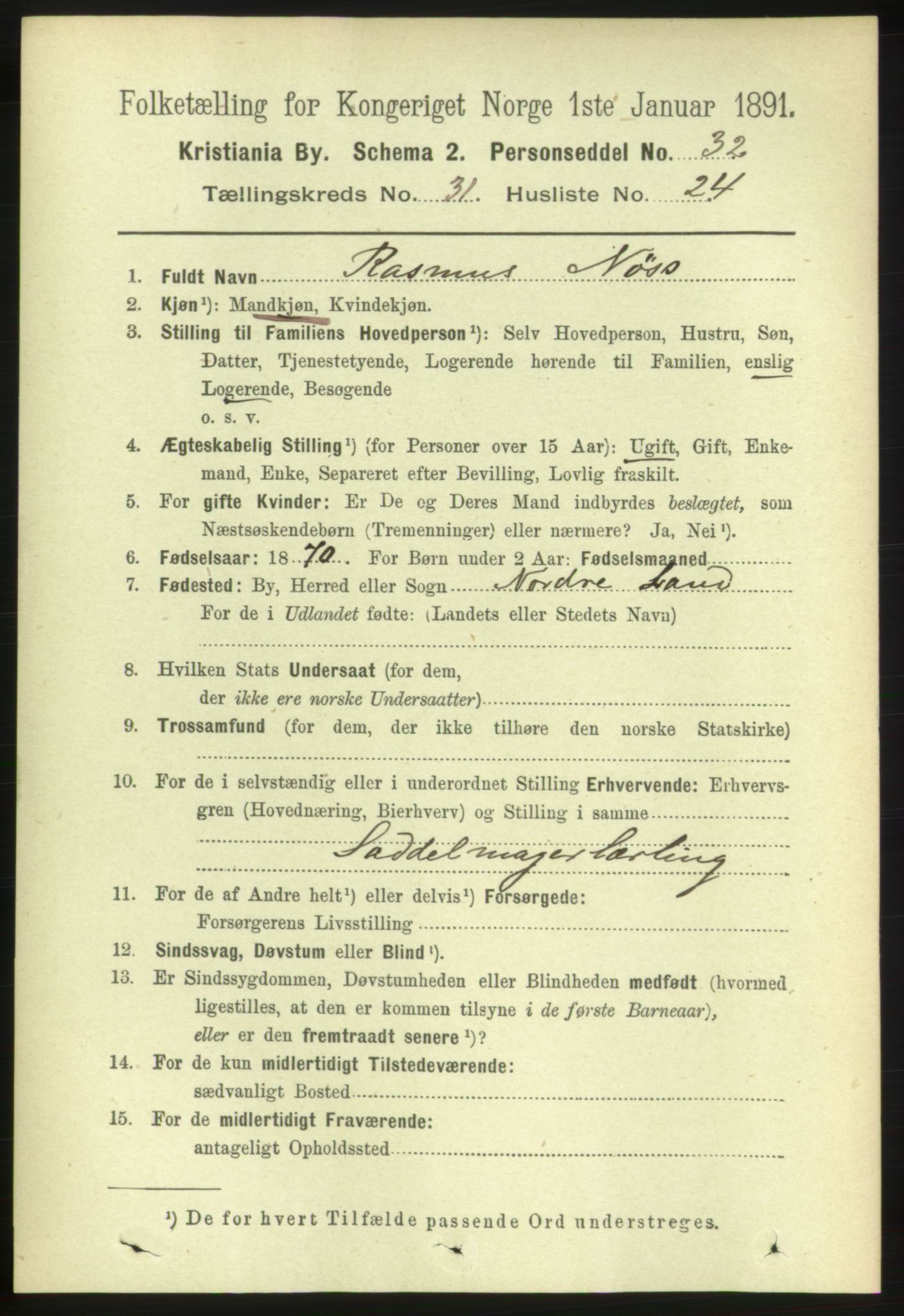 RA, 1891 census for 0301 Kristiania, 1891, p. 16693