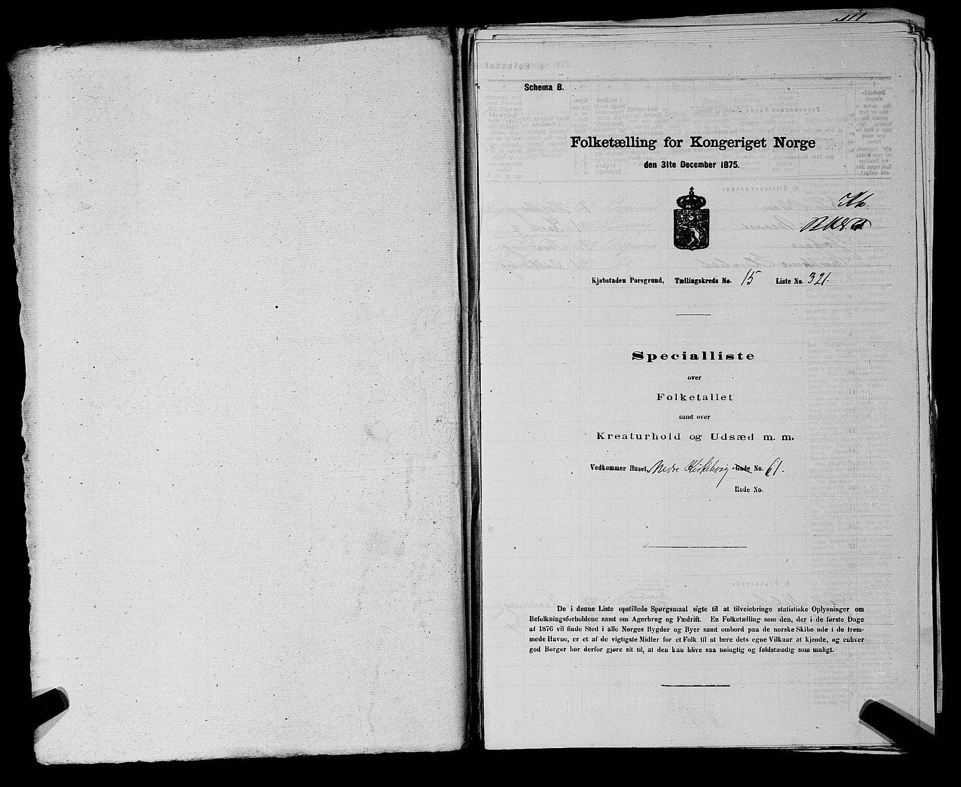 SAKO, 1875 census for 0805P Porsgrunn, 1875, p. 731