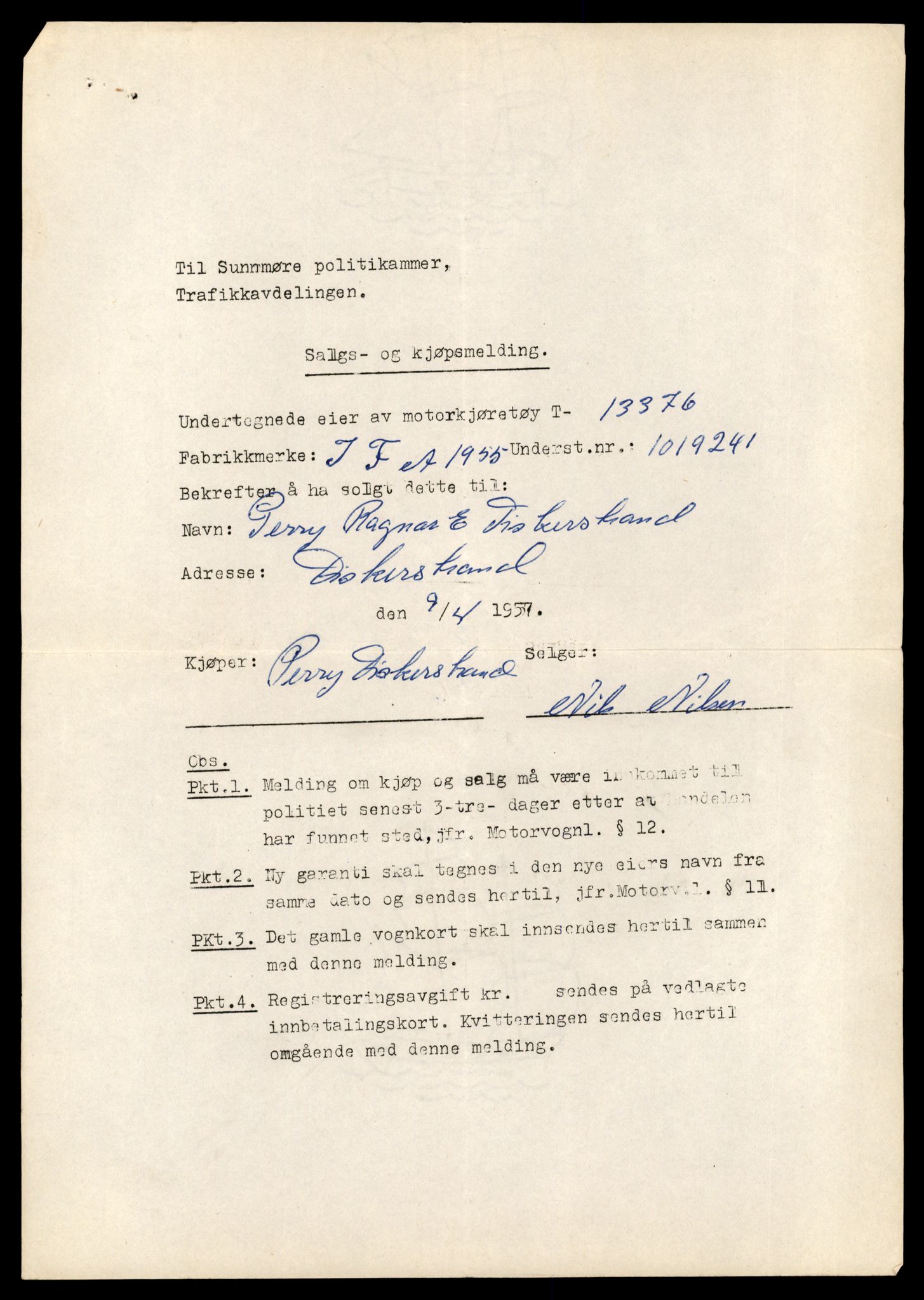 Møre og Romsdal vegkontor - Ålesund trafikkstasjon, AV/SAT-A-4099/F/Fe/L0039: Registreringskort for kjøretøy T 13361 - T 13530, 1927-1998, p. 261