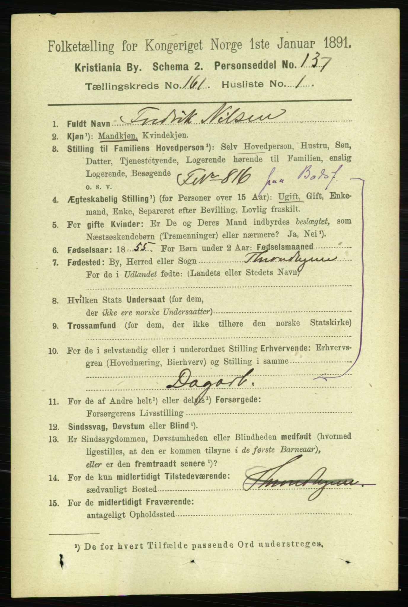 RA, 1891 census for 0301 Kristiania, 1891, p. 91555