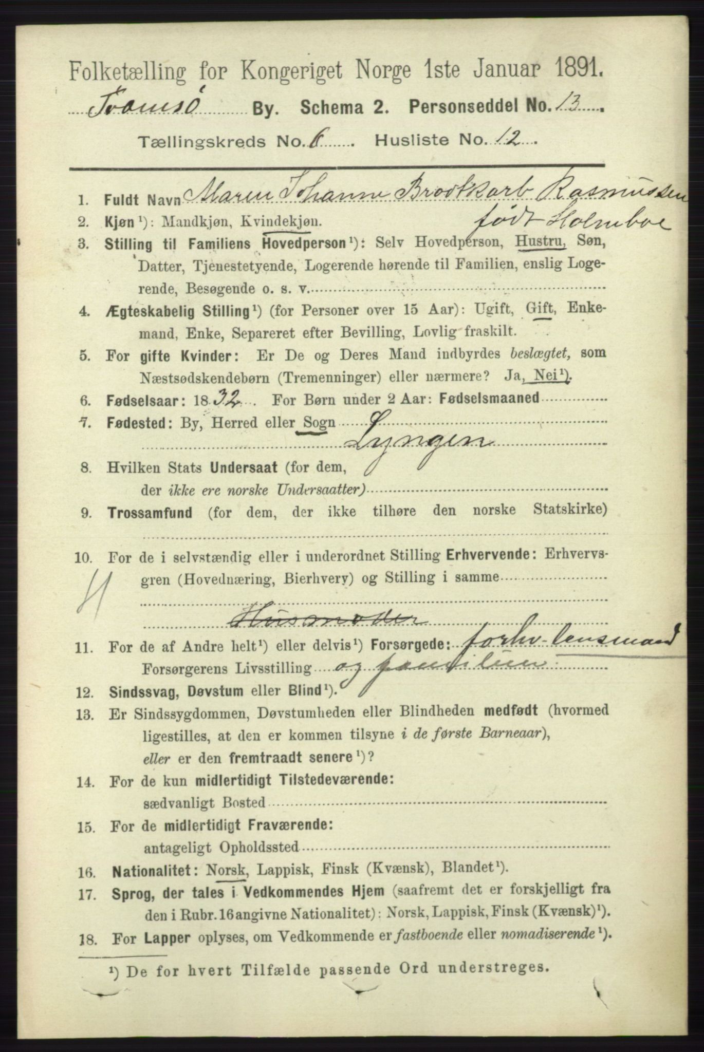 RA, 1891 census for 1902 Tromsø, 1891, p. 5691