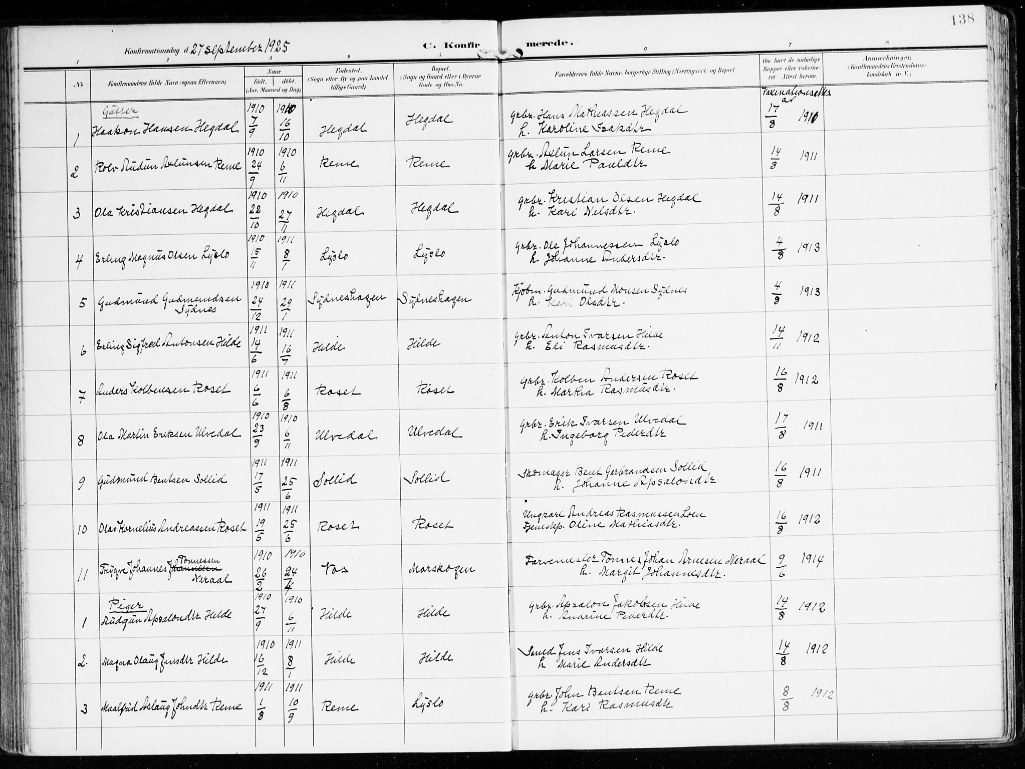 Innvik sokneprestembete, AV/SAB-A-80501: Parish register (official) no. B 2, 1903-1929, p. 138