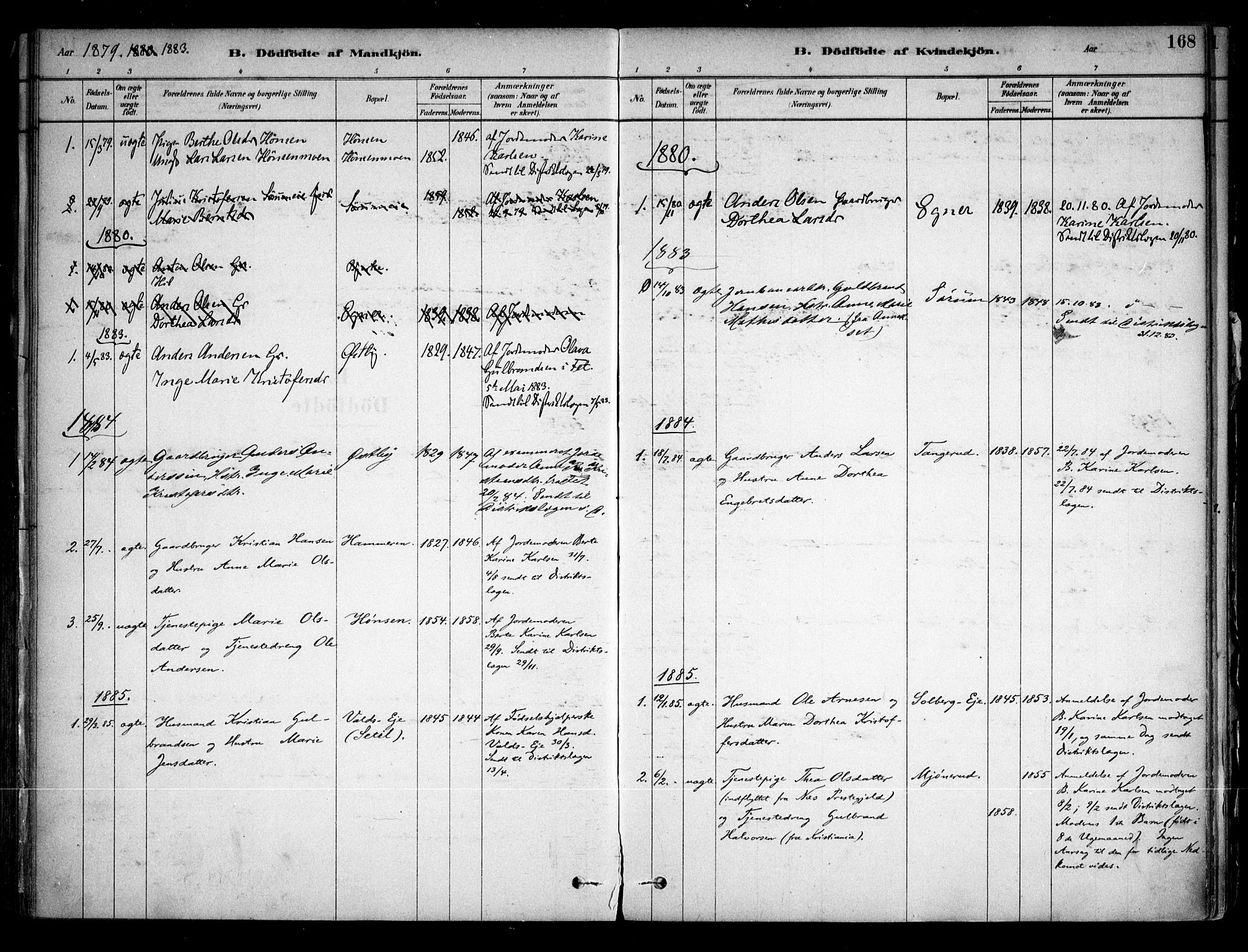 Sørum prestekontor Kirkebøker, SAO/A-10303/F/Fa/L0007: Parish register (official) no. I 7, 1878-1914, p. 168