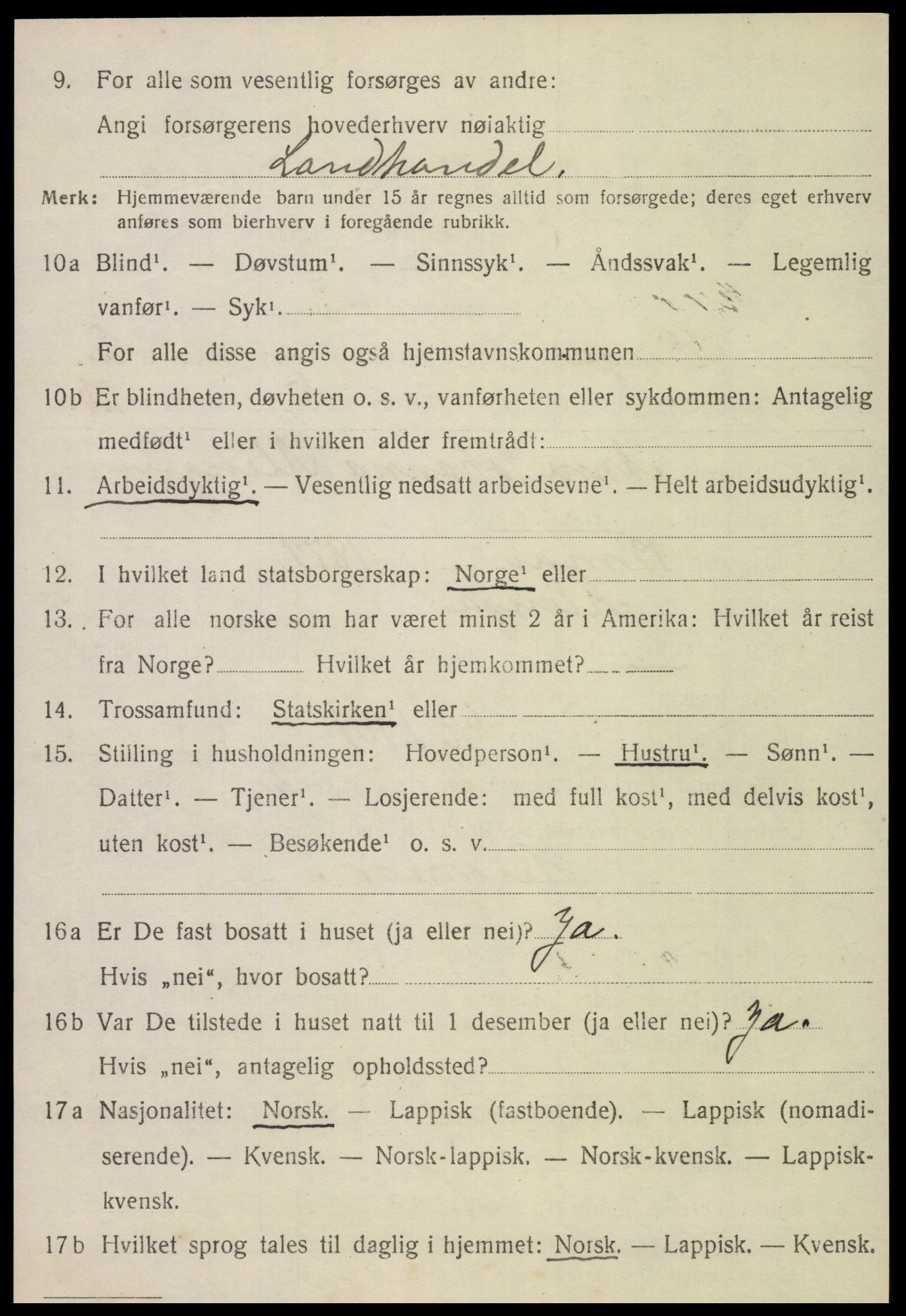 SAT, 1920 census for Klinga, 1920, p. 1408