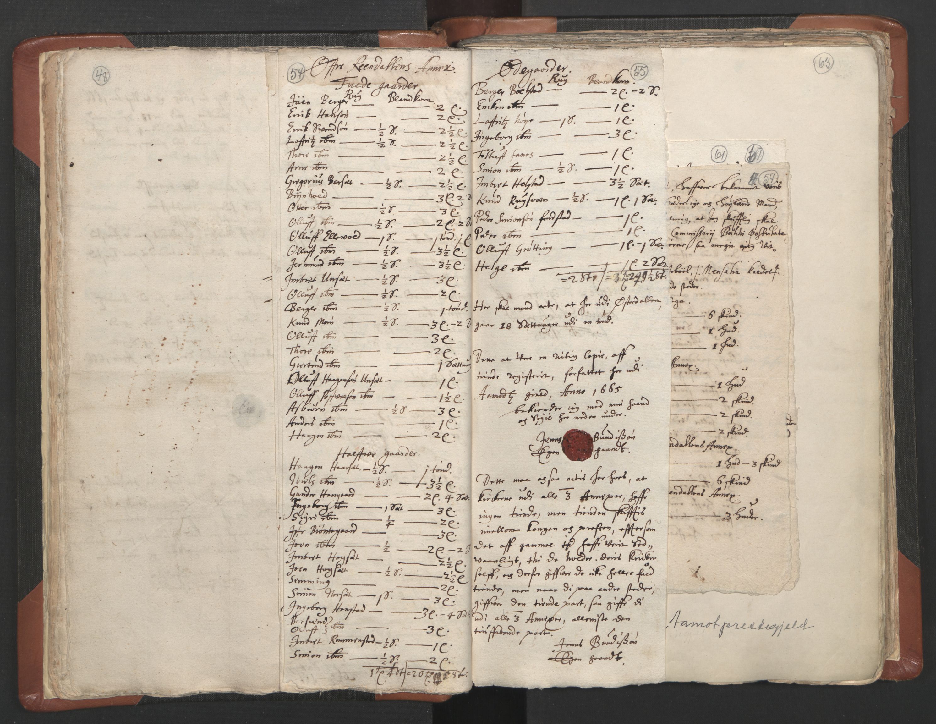 RA, Vicar's Census 1664-1666, no. 5: Hedmark deanery, 1664-1666, p. 54-55