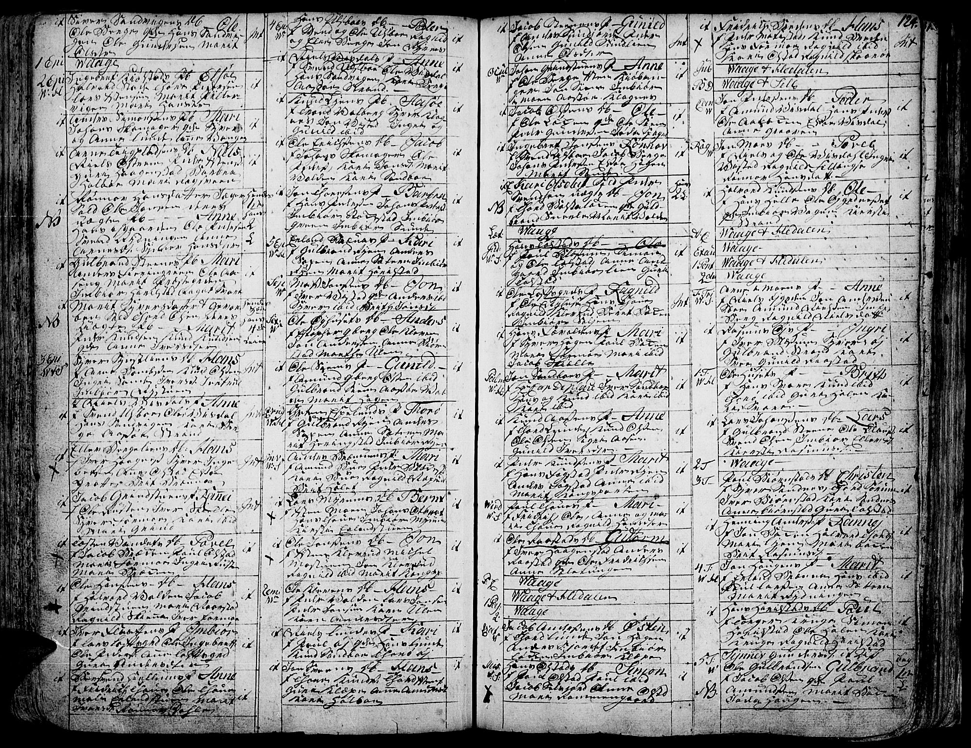 Vågå prestekontor, SAH/PREST-076/H/Ha/Haa/L0001: Parish register (official) no. 1, 1739-1810, p. 124