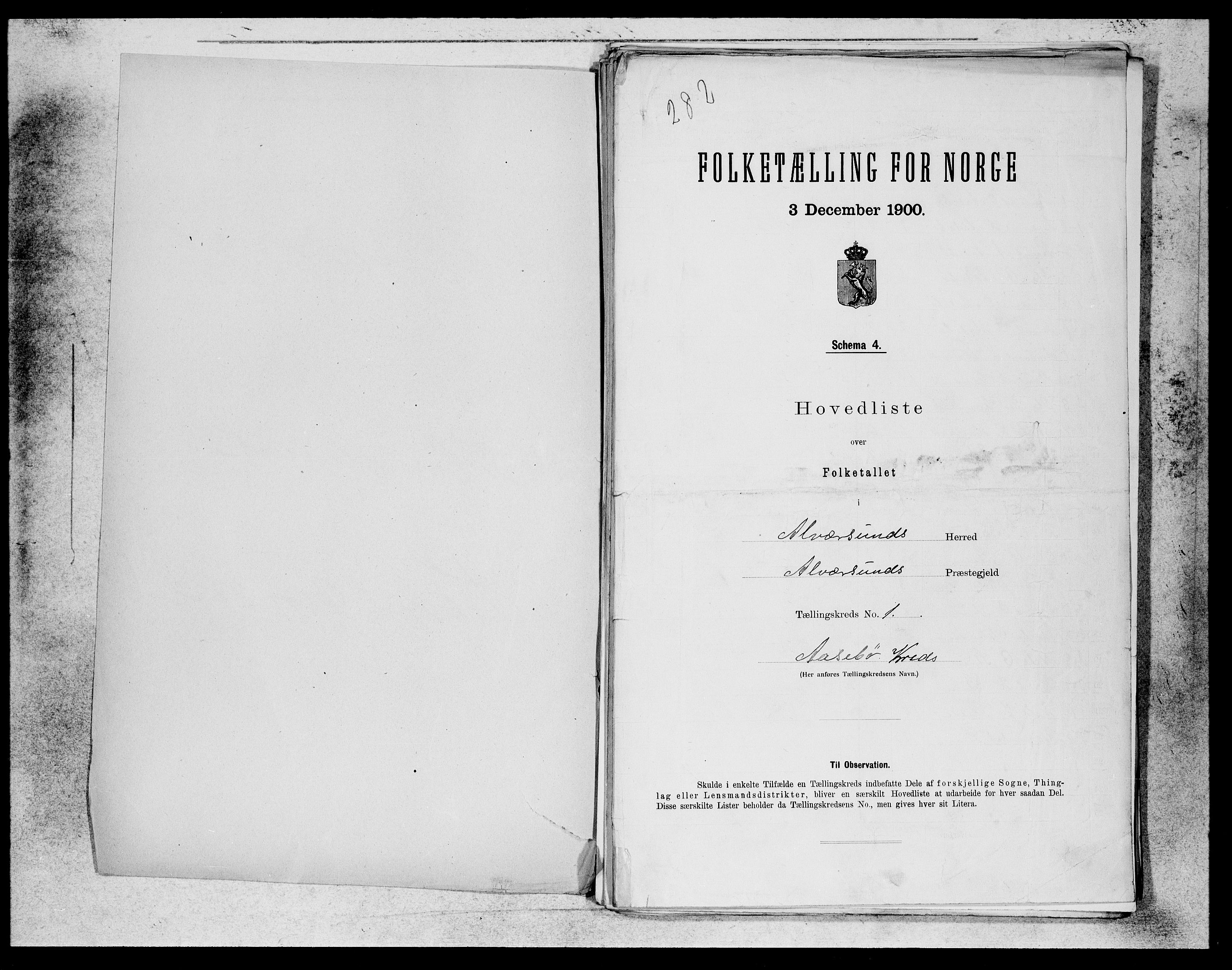 SAB, 1900 census for Alversund, 1900, p. 1