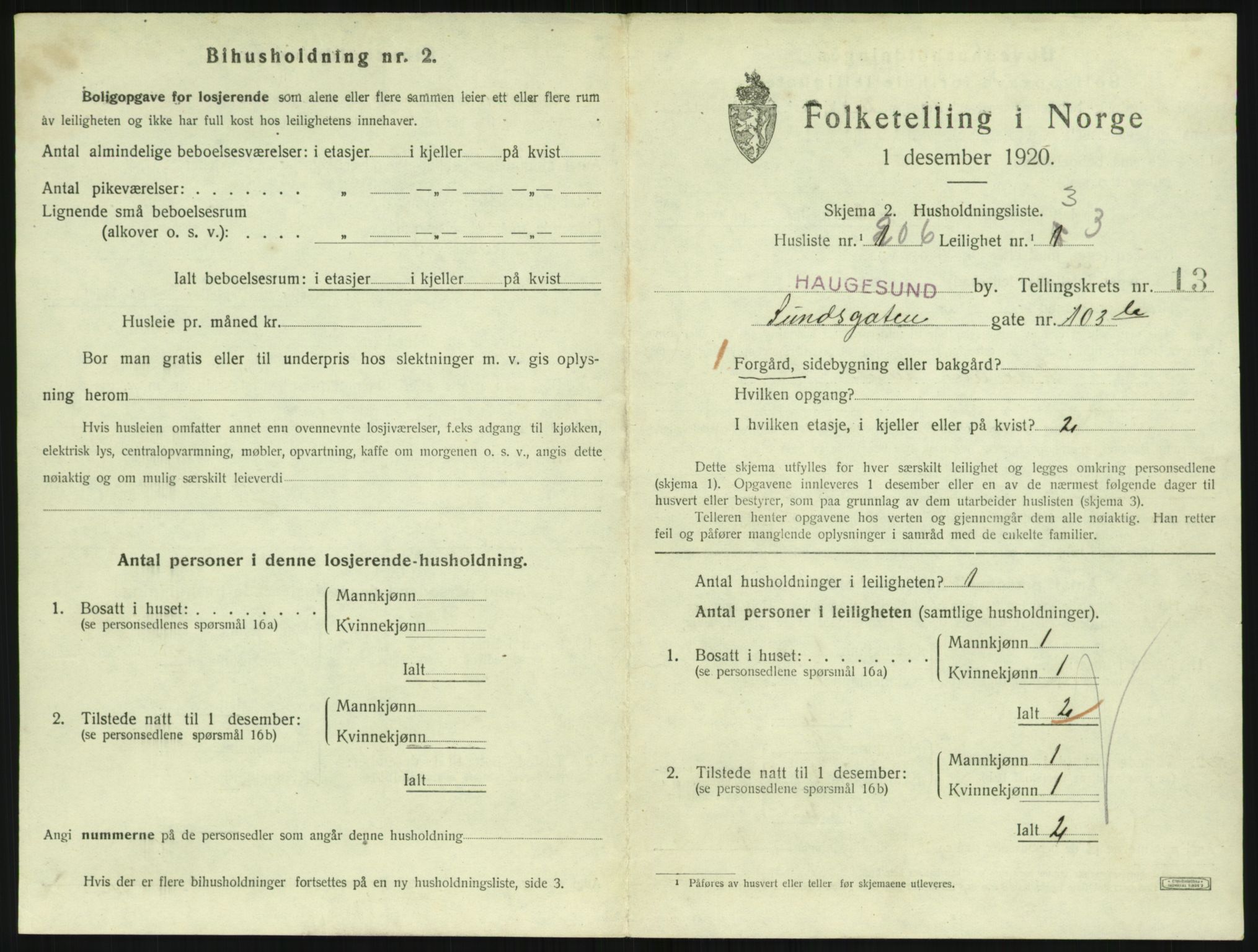 SAST, 1920 census for Haugesund, 1920, p. 11495